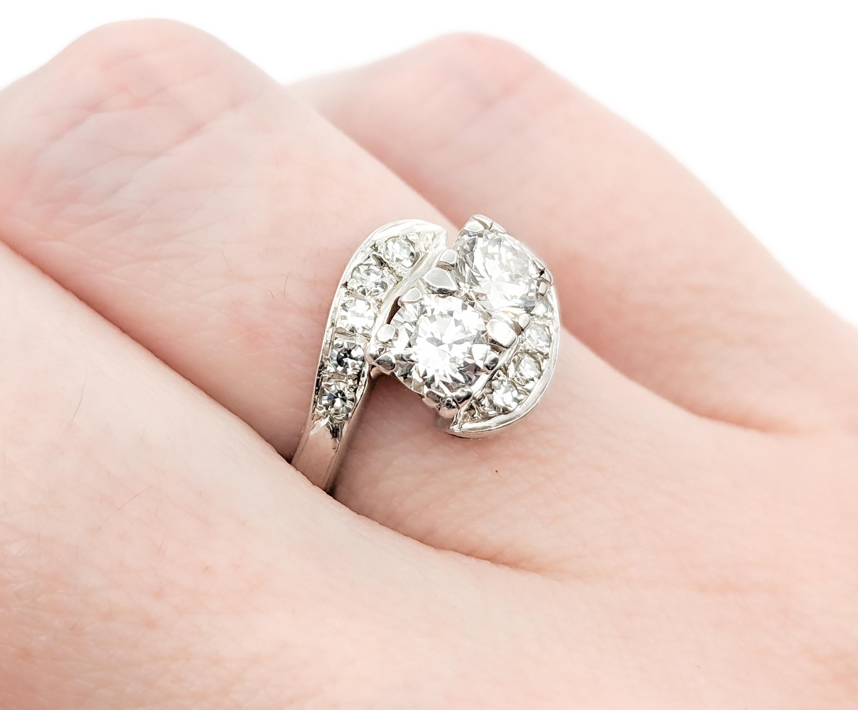 Round Cut Vintage .85ctw Diamond Ring In White Gold For Sale