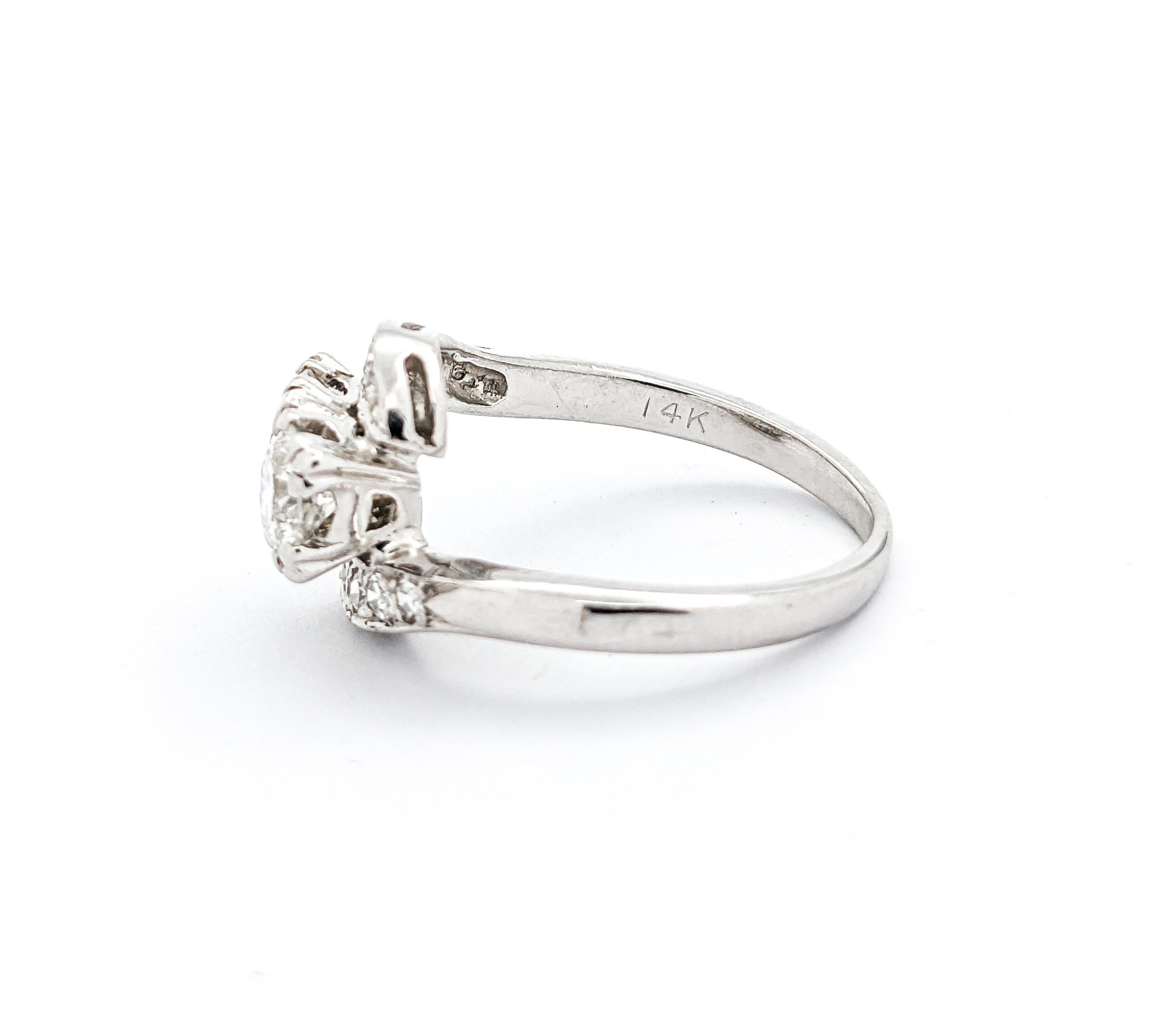 Vintage .85ctw Diamond Ring In White Gold For Sale 2