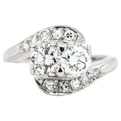 Bague vintage en or blanc avec diamant de 0,85ctw