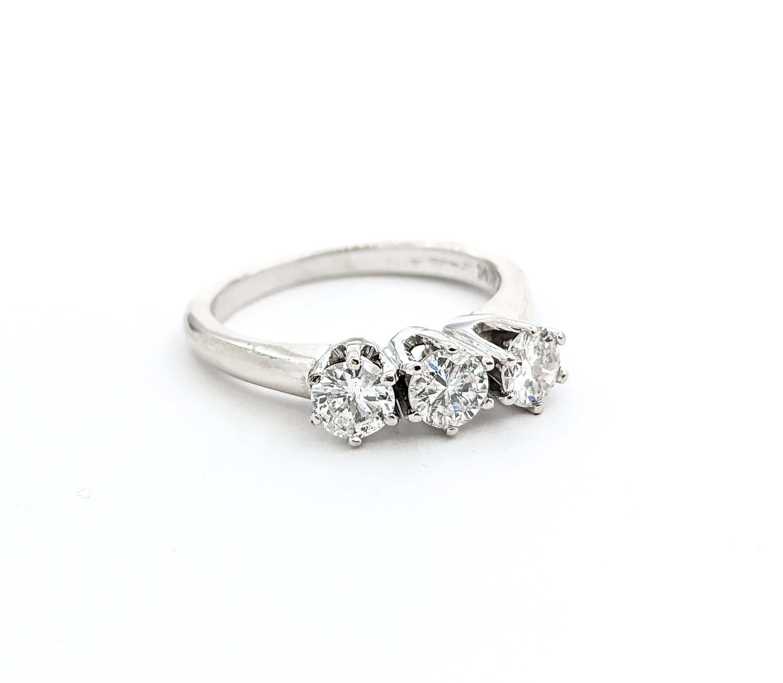 Vintage .86ctw Diamond Ring In White Gold For Sale 2