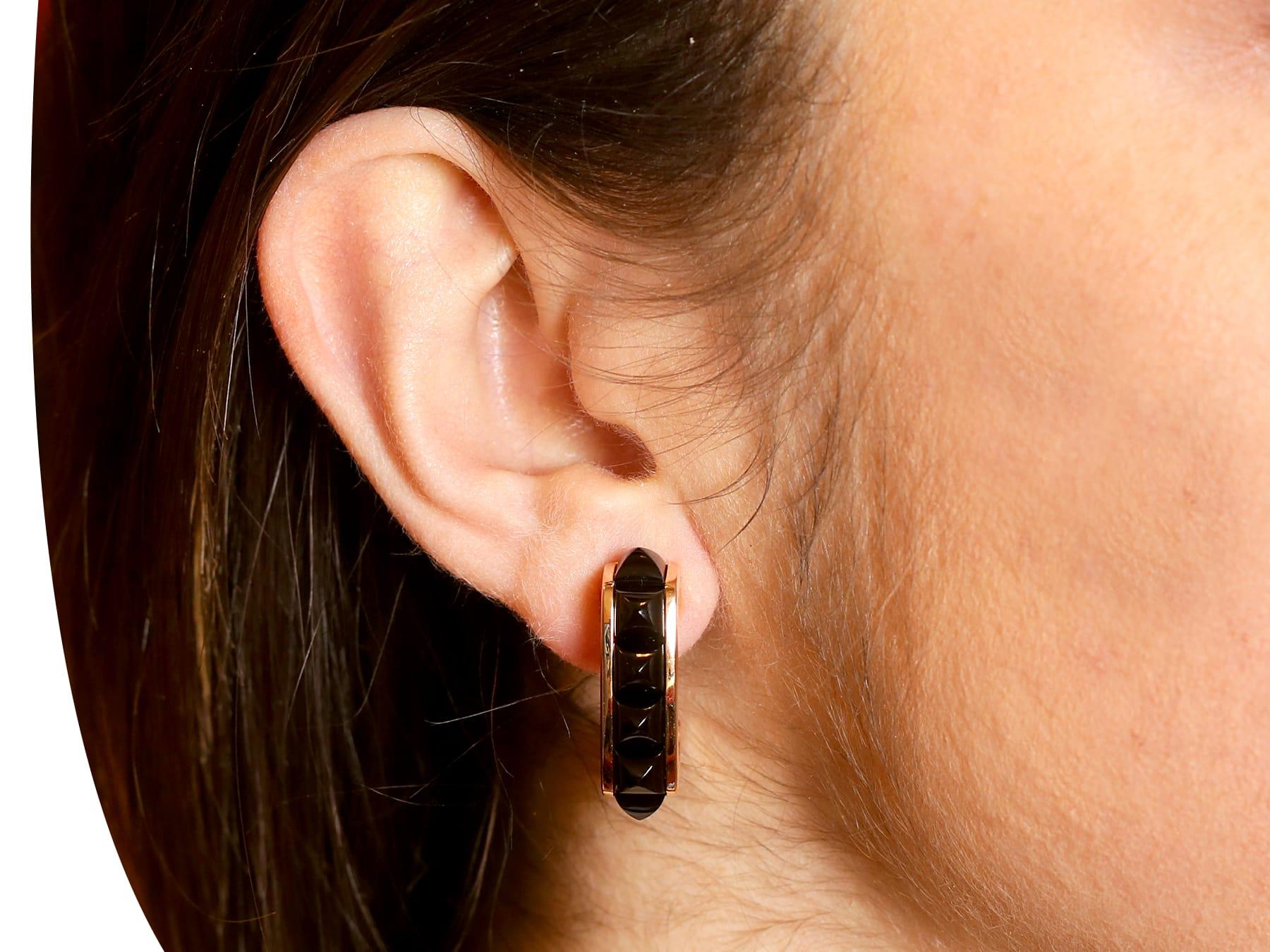 Ohrringe aus 18 Karat Roségold mit 8,80 Karat schwarzem Onyx im Angebot 6