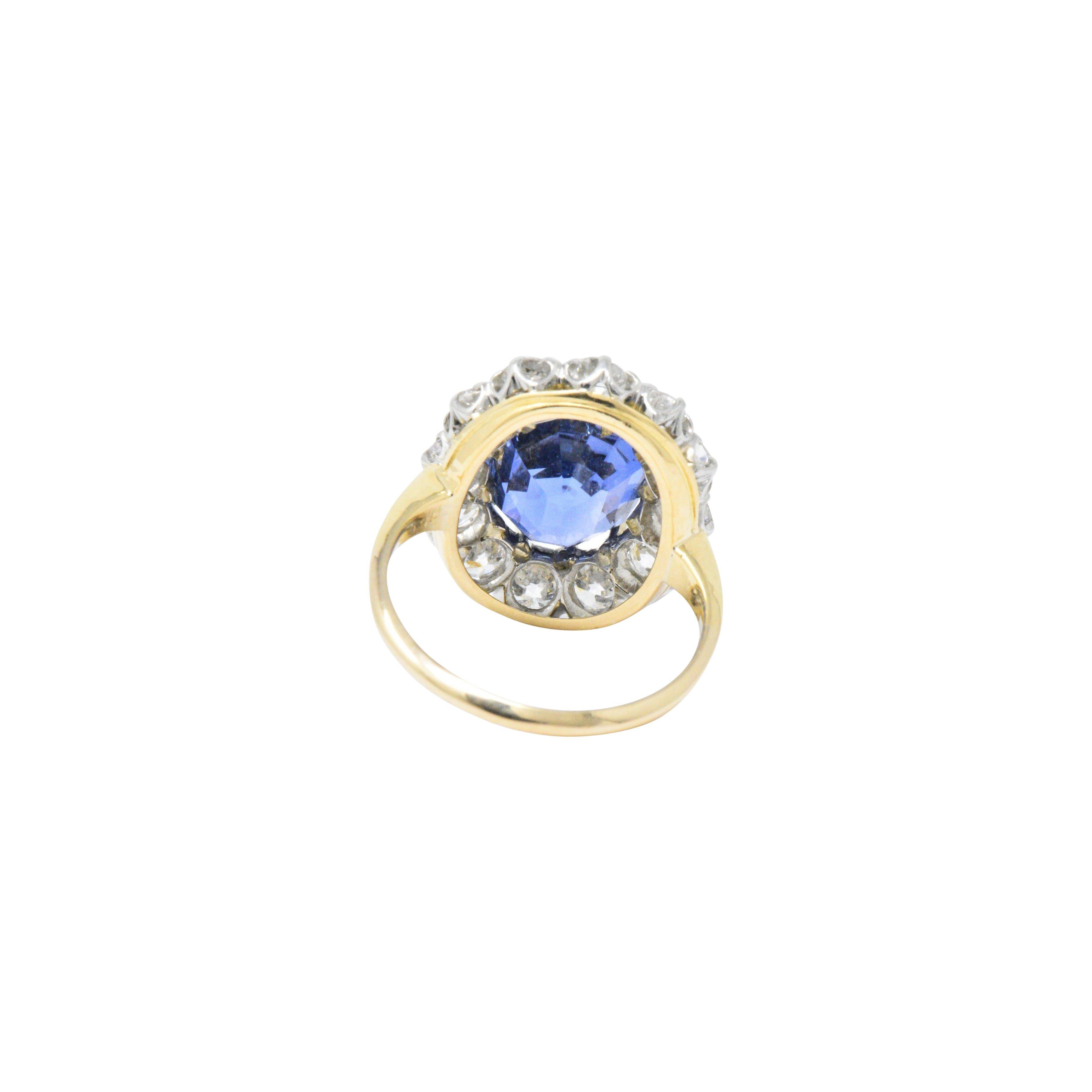 Women's or Men's Vintage 8.80 CTW Ceylon No Heat Sapphire Diamond Platinum Alternate Ring AGL