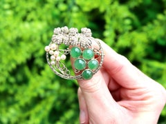 Vintage 8.85Ct Chrysoprase and Seed Pearl, 18k White Gold Brooch/Pendant