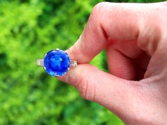 Vintage 8.89 Carat Ceylon Sapphire and 0.82 Carat Diamond Platinum Cocktail Ring