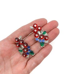 Boucles d'oreilles Art déco « Tutti Frutti » vintage de 1989, ornées de pierres précieuses, années 1980