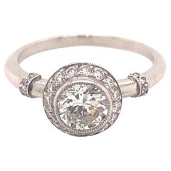 Vintage .89 Transitional Cut Platinum Engagement Ring