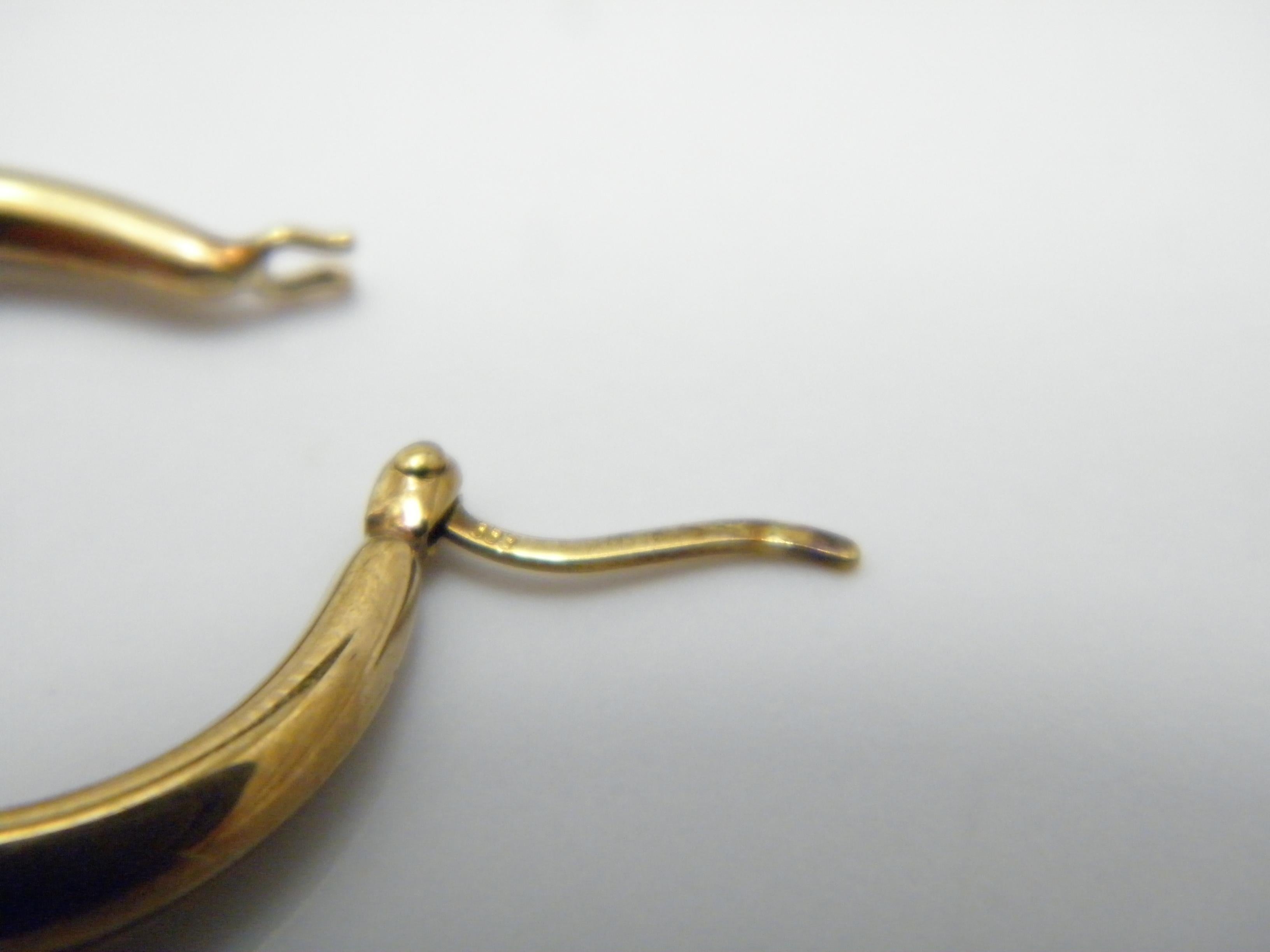 Vintage 8ct Gold Large Diamond Hoop Dangle Earrings 333 Purity Huggie Creole For Sale 4