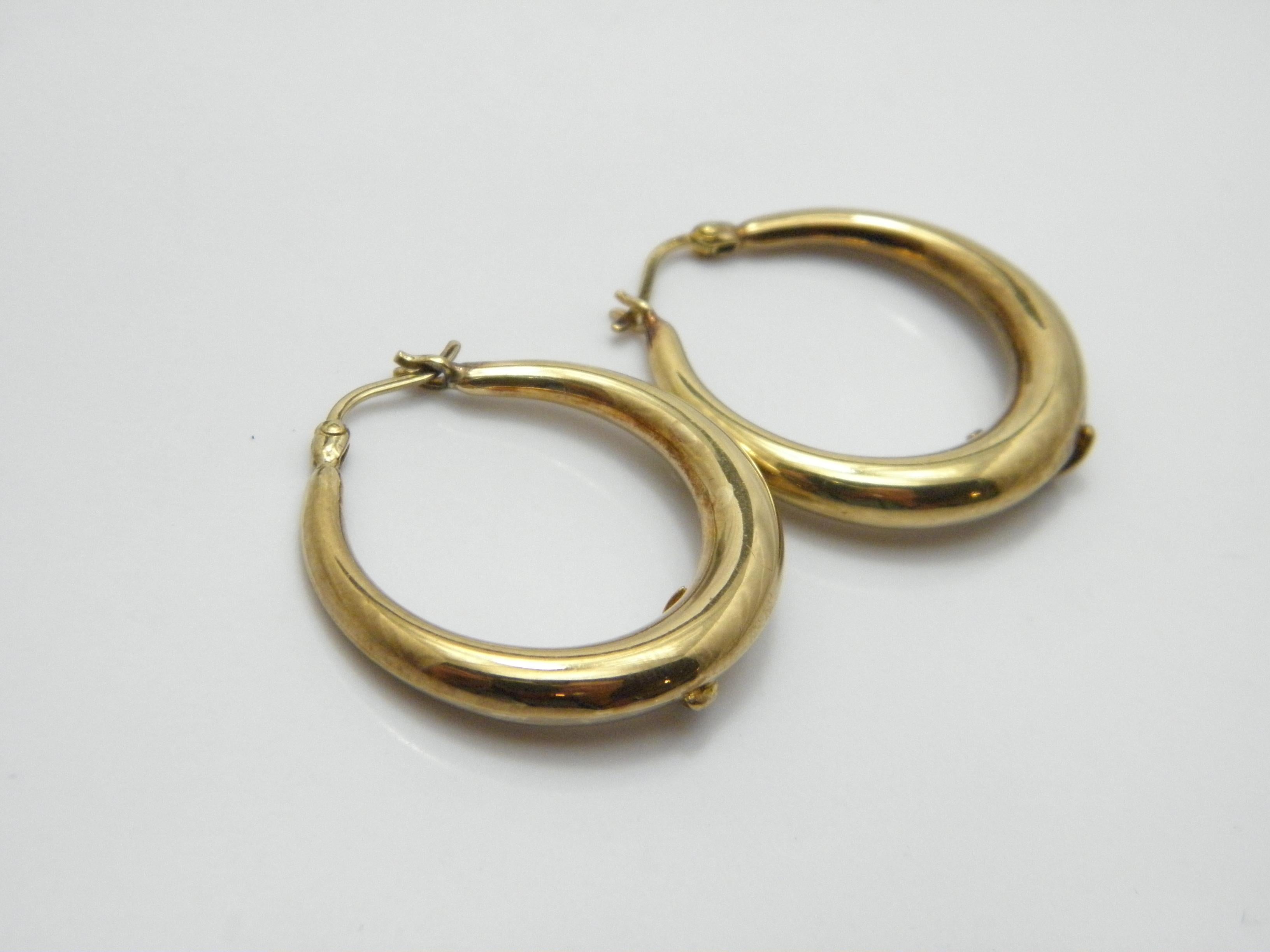 Women's or Men's Vintage 8ct Gold Large Diamond Hoop Dangle Earrings 333 Purity Huggie Creole For Sale