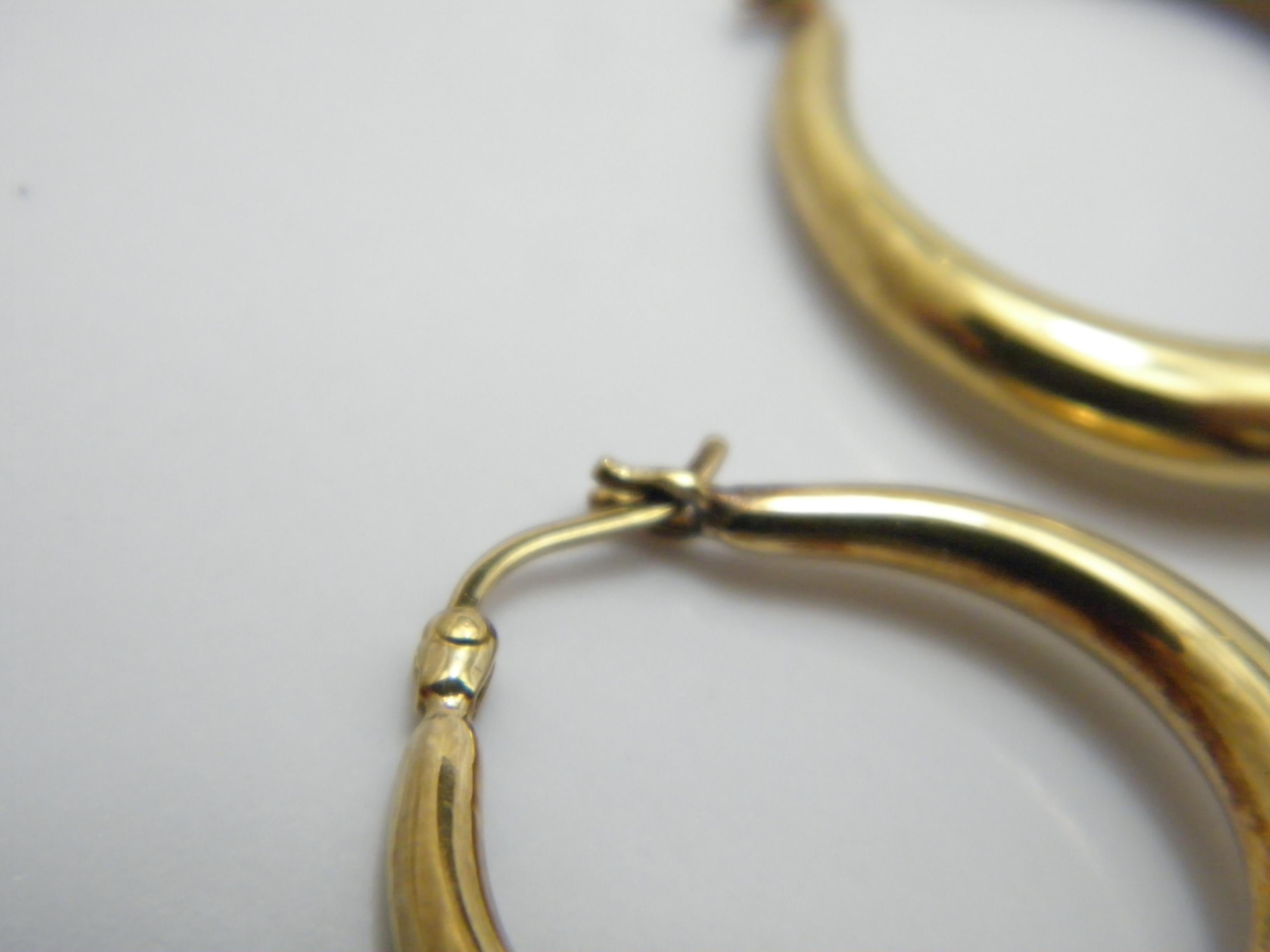 Vintage 8ct Gold Large Diamond Hoop Dangle Earrings 333 Purity Huggie Creole For Sale 1