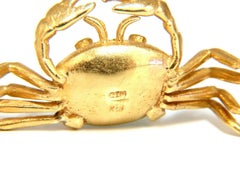 Vintage 8 Carat Natural Jade Pin Cancer Zodiac Crab 18 Karat