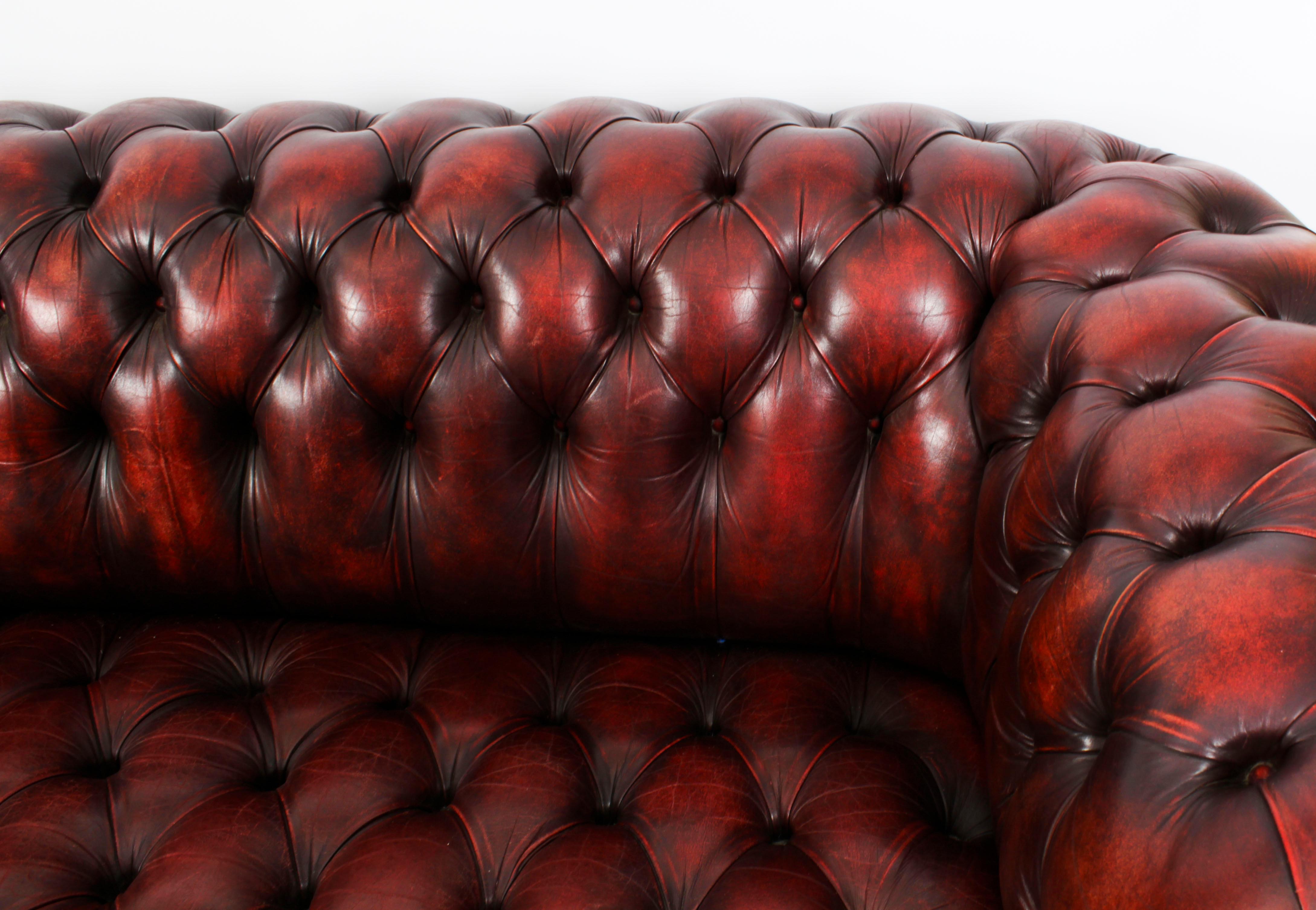 Vintage English Button Back Leather Chesterfield Sofa Mid-20th C 6