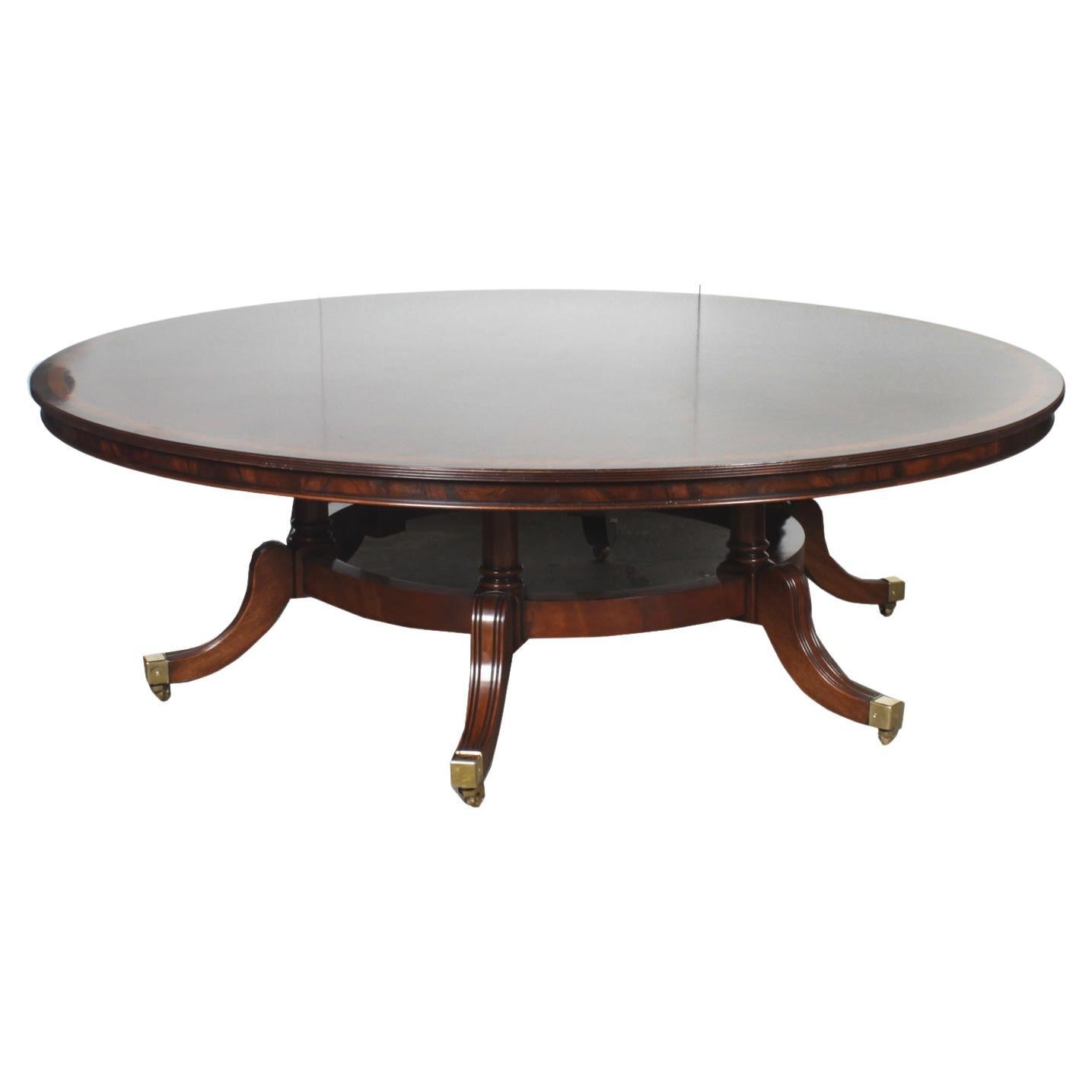 Vintage Flame Mahogany Regency Revival Dining Table, 20th C For Sale