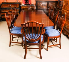 Vintage 8ft Dining Table by William Tillman & 10 Hepplewhite chairs 20th C