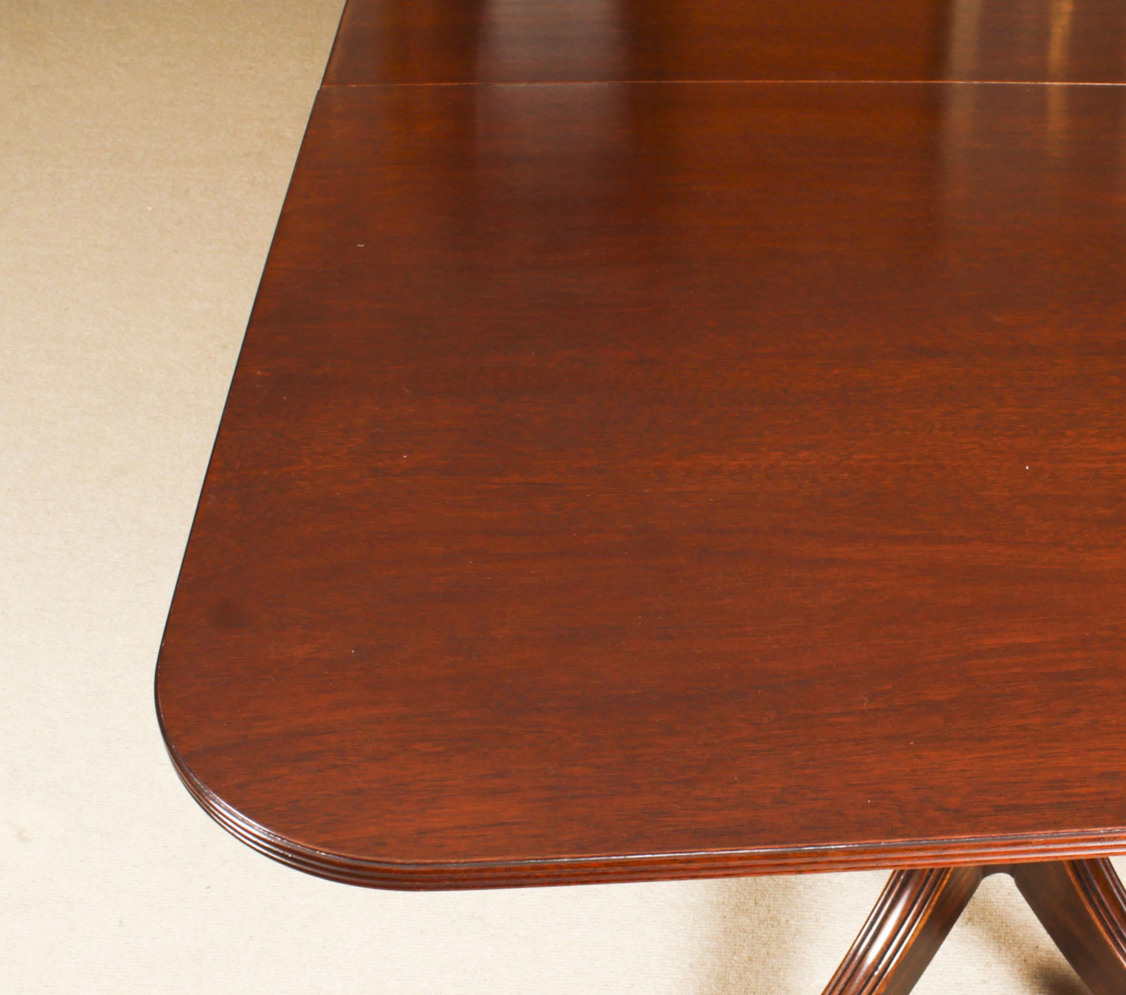 Vintage 8ft Regency Mahogany Twin Pillar Dining Table William Tillman 20th C 5