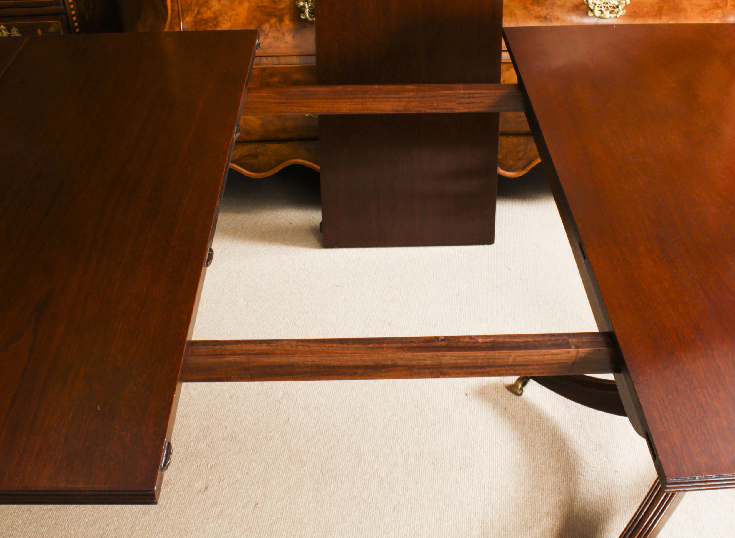Vintage 8ft Regency Mahogany Twin Pillar Dining Table William Tillman 20th C 6