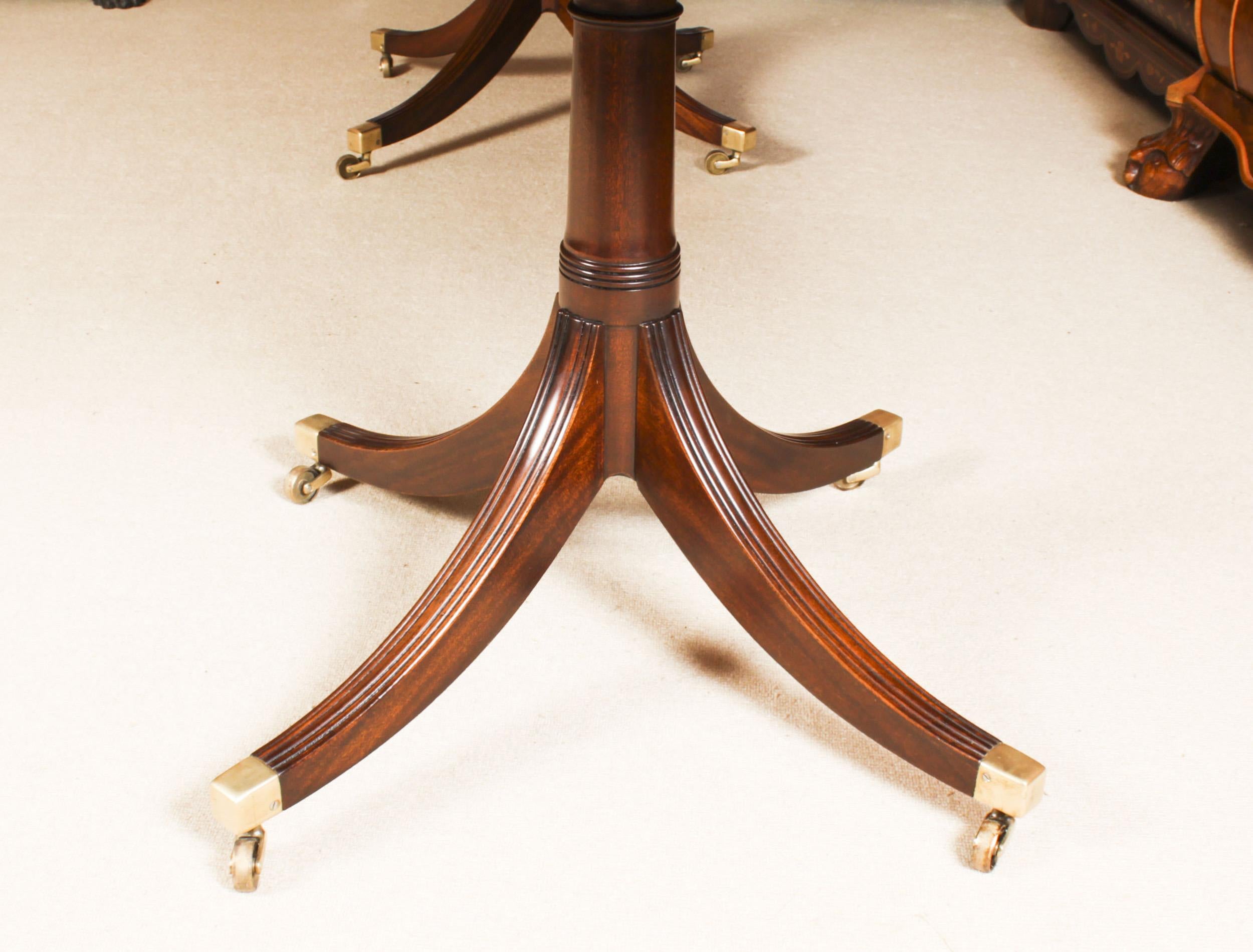 Vintage 8ft Regency Mahogany Twin Pillar Dining Table William Tillman 20th C 8