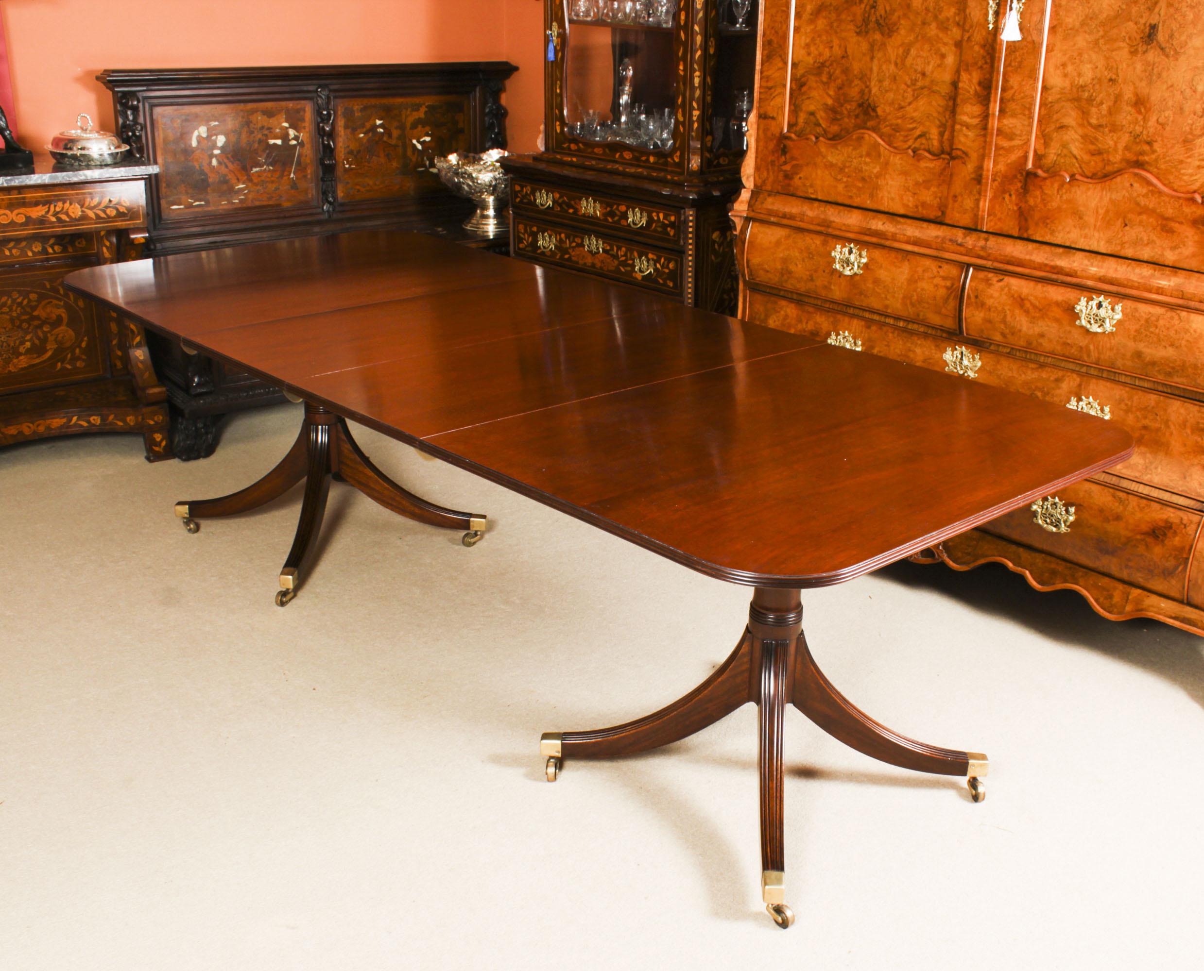 Vintage 8ft Regency Mahogany Twin Pillar Dining Table William Tillman 20th C 10