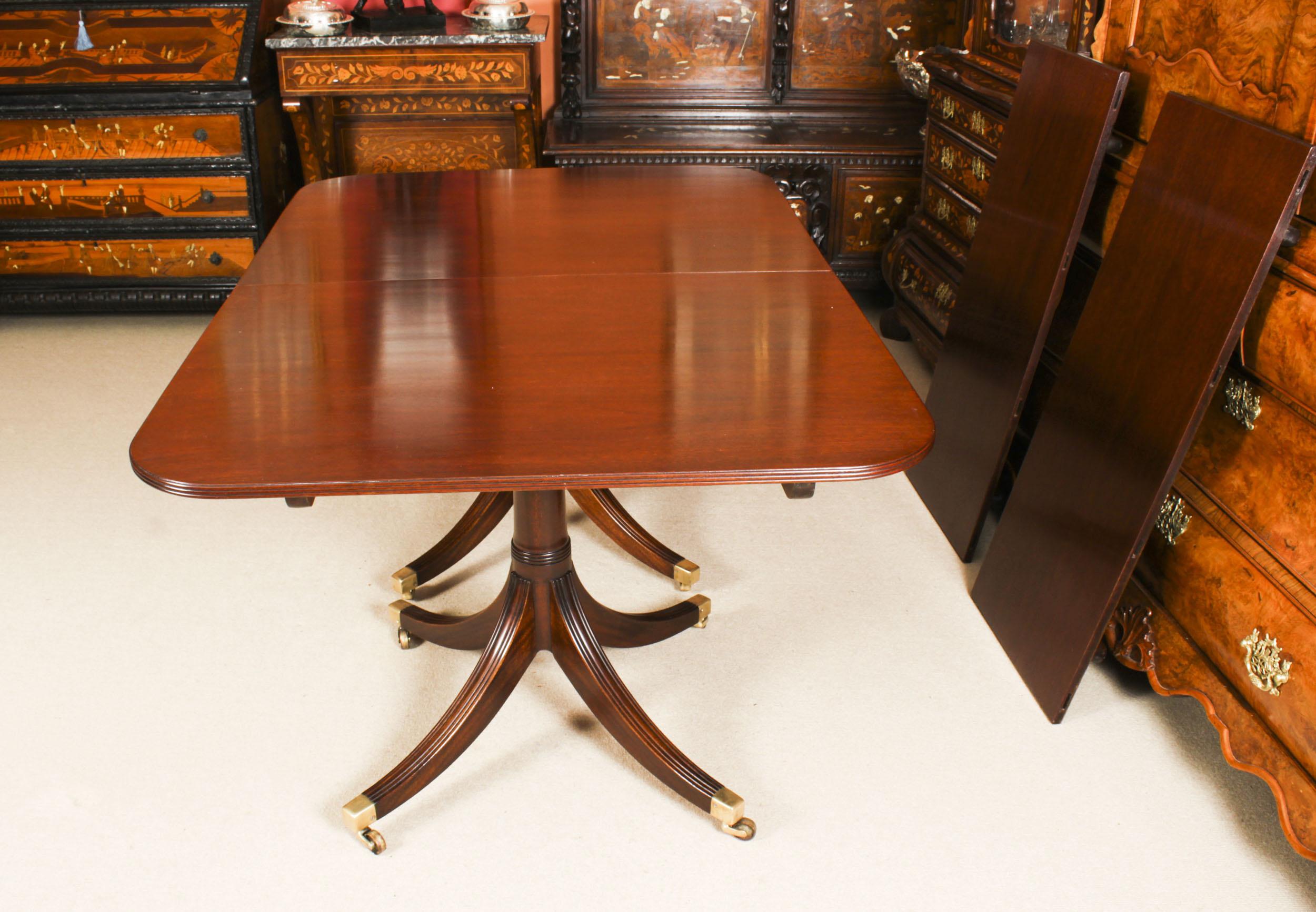 Vintage 8ft Regency Mahogany Twin Pillar Dining Table William Tillman 20th C 1