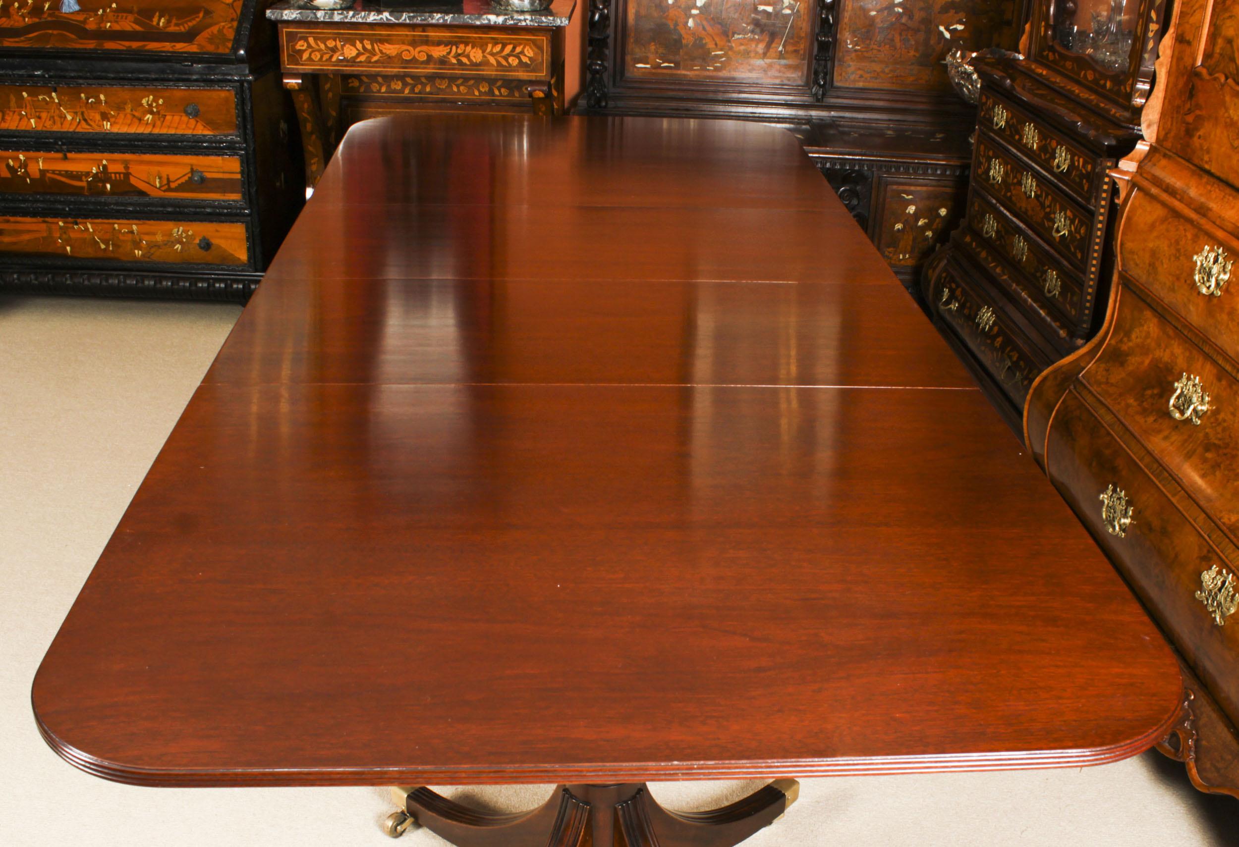 Vintage 8ft Regency Mahogany Twin Pillar Dining Table William Tillman 20th C 2