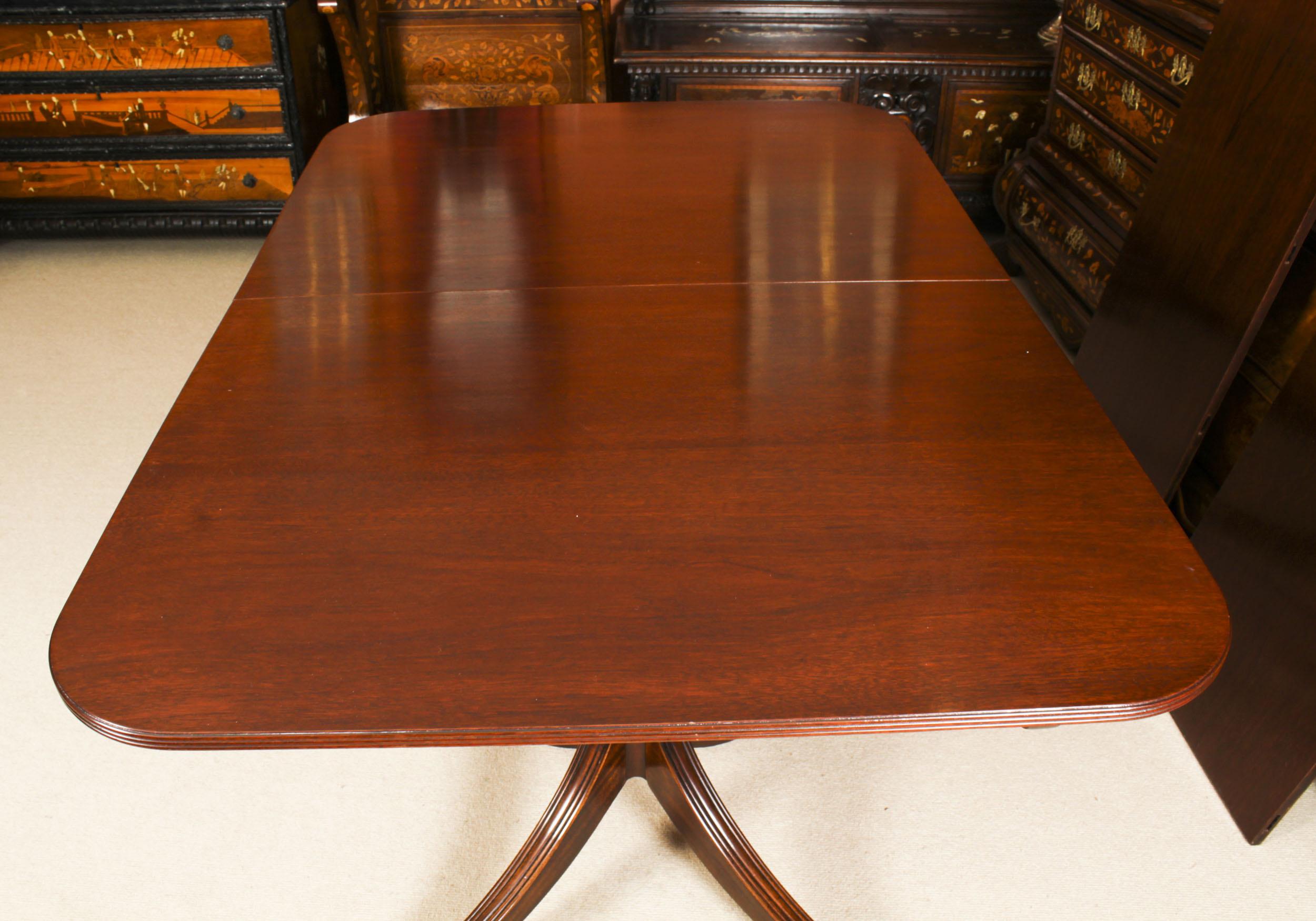 Vintage 8ft Regency Mahogany Twin Pillar Dining Table William Tillman 20th C 3