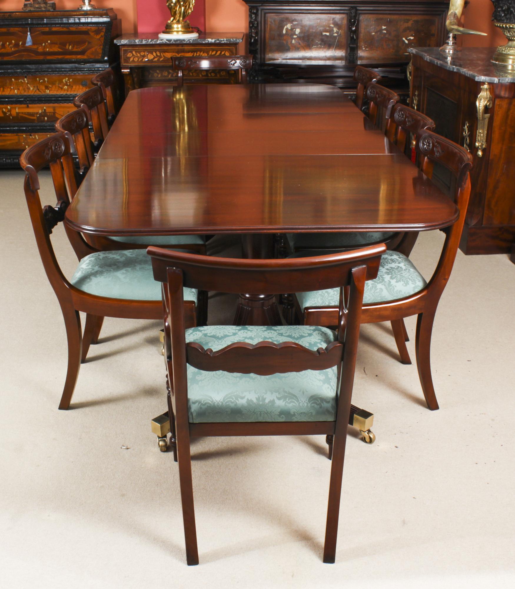 Vintage Regency Revival Twin Pillar Dining Table 20th C. In Good Condition In London, GB