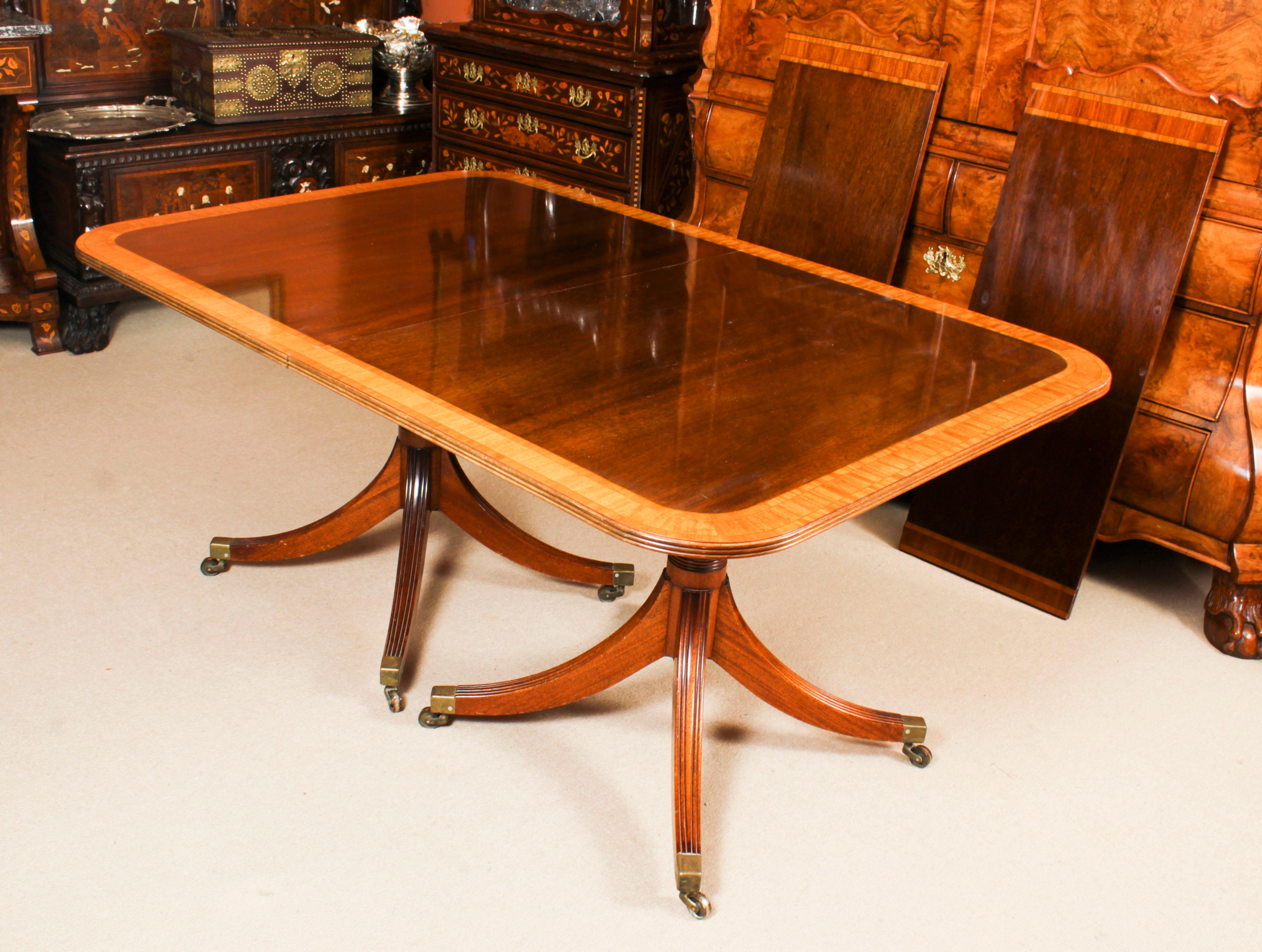 Vintage 8ft Regency Revival Twin Pillar Dining Table by William Tillman 20th C For Sale 5