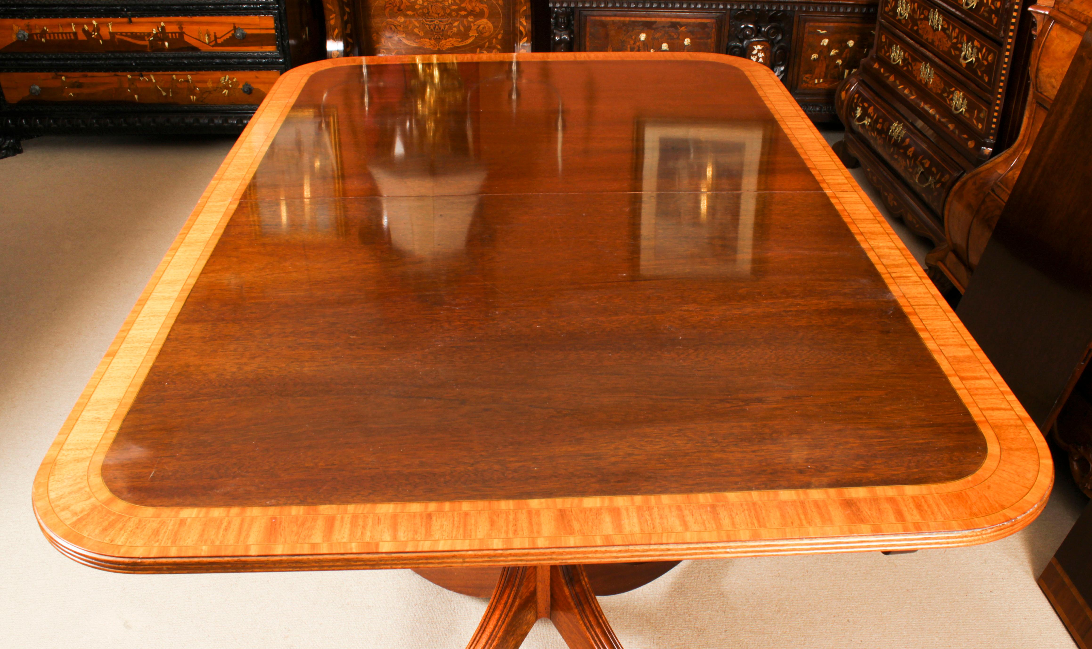 Vintage 8ft Regency Revival Twin Pillar Dining Table by William Tillman 20th C For Sale 9