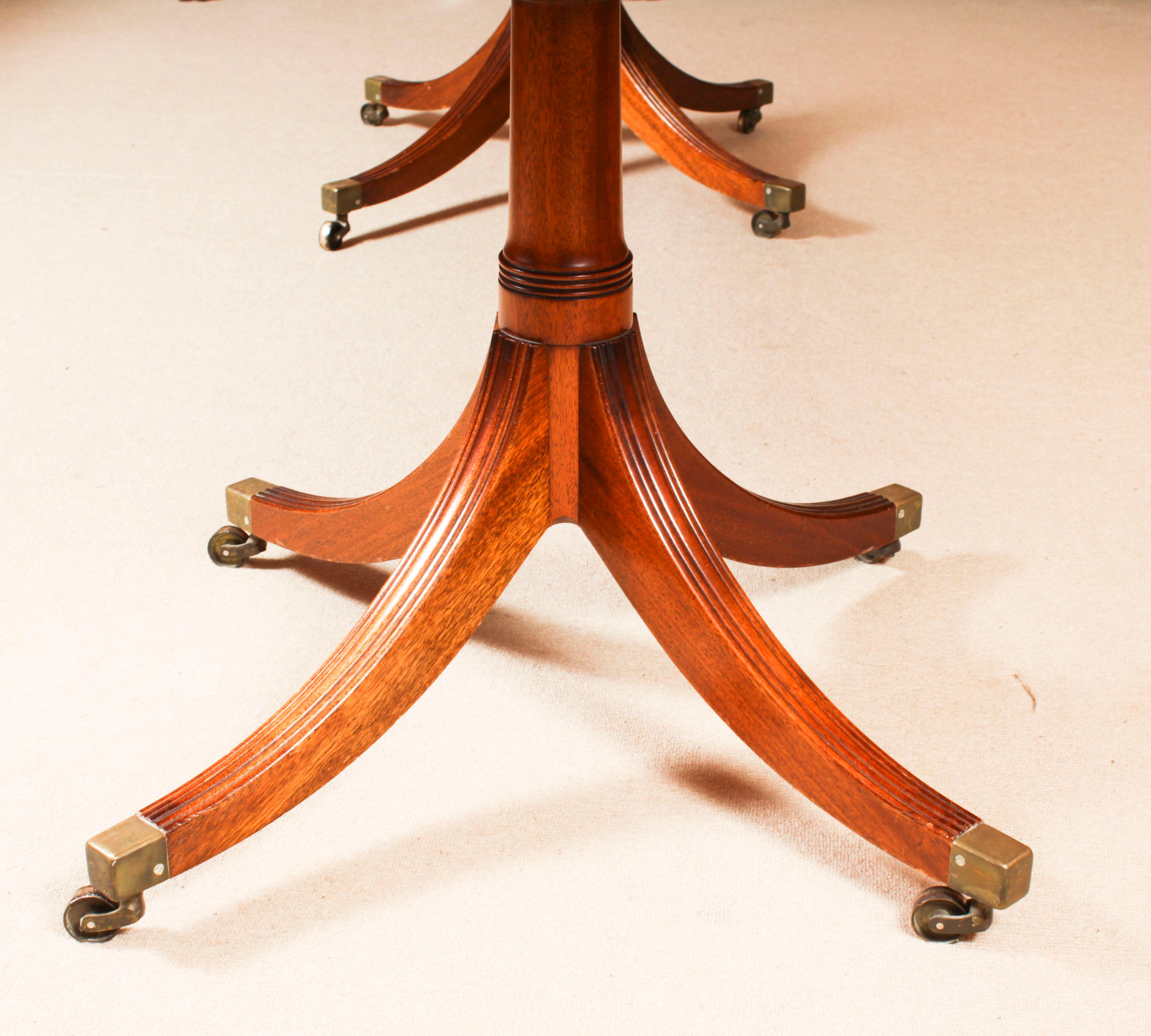 Vintage 8ft Regency Revival Twin Pillar Dining Table by William Tillman 20th C For Sale 12