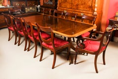 Vintage 8ft Regency Revival Twin Pillar Dining Table by William Tillman 20th C
