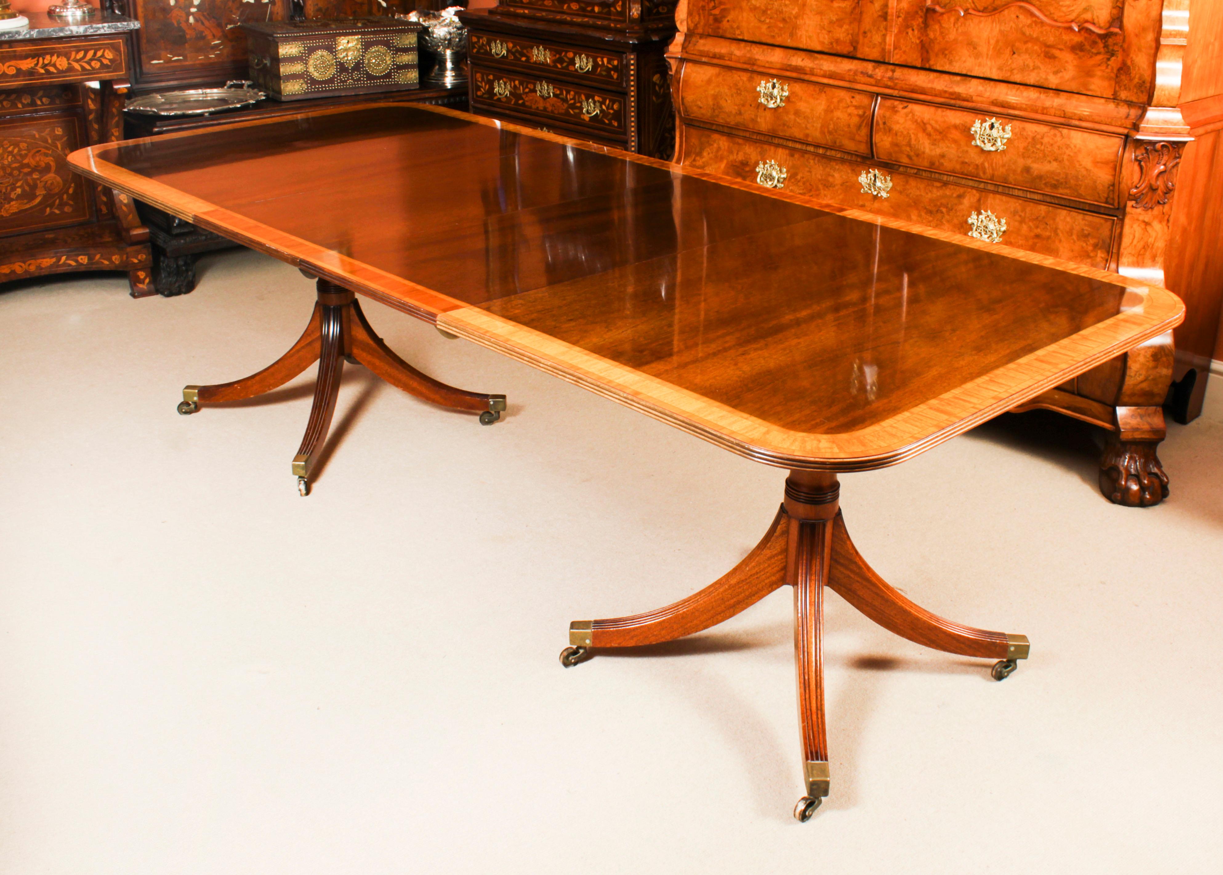 Vintage 8ft Regency Revival Twin Pillar Dining Table by William Tillman 20th C 14