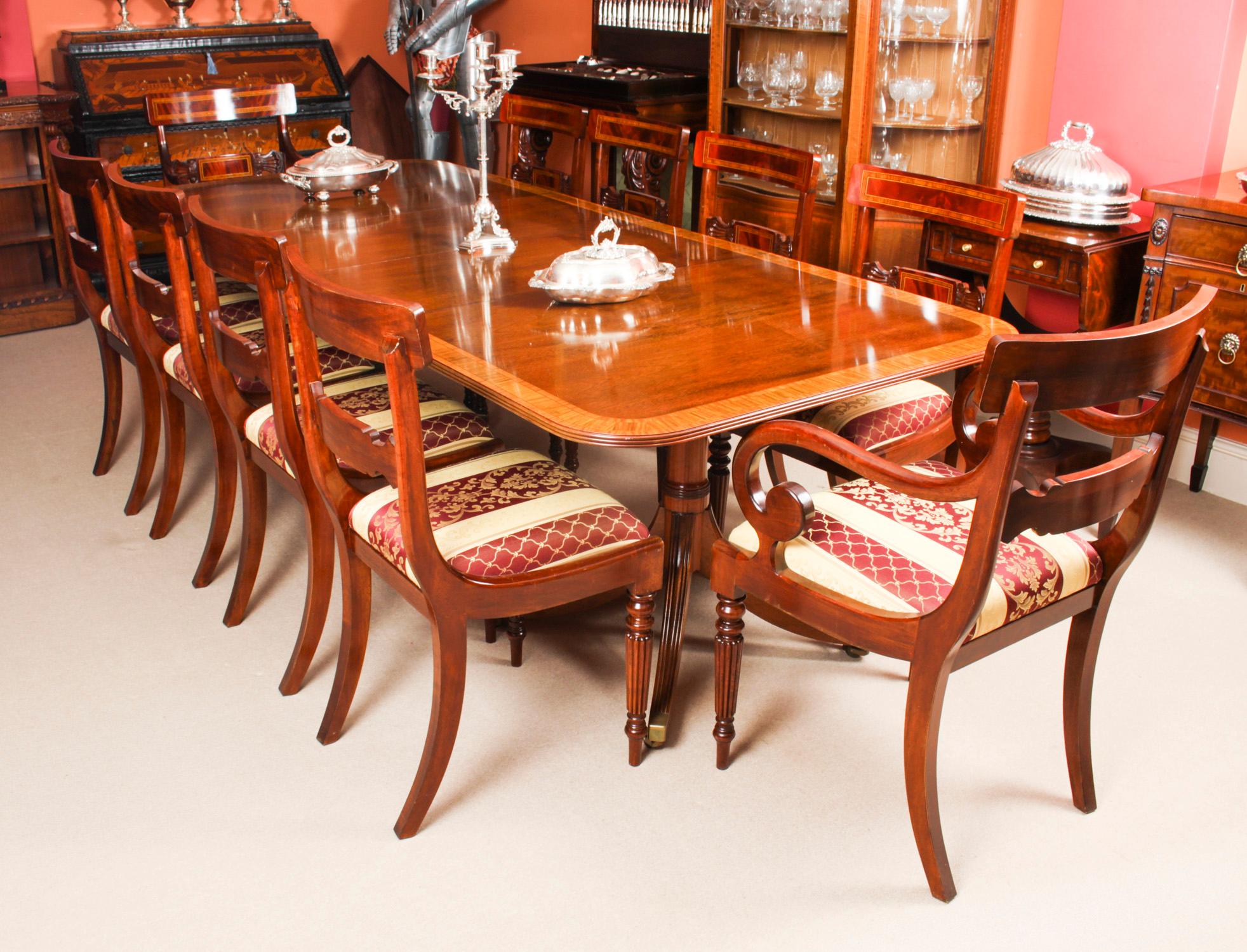 Vintage Regency Revival Twin Pillar Dining Table by William Tillman 20th C In Good Condition In London, GB