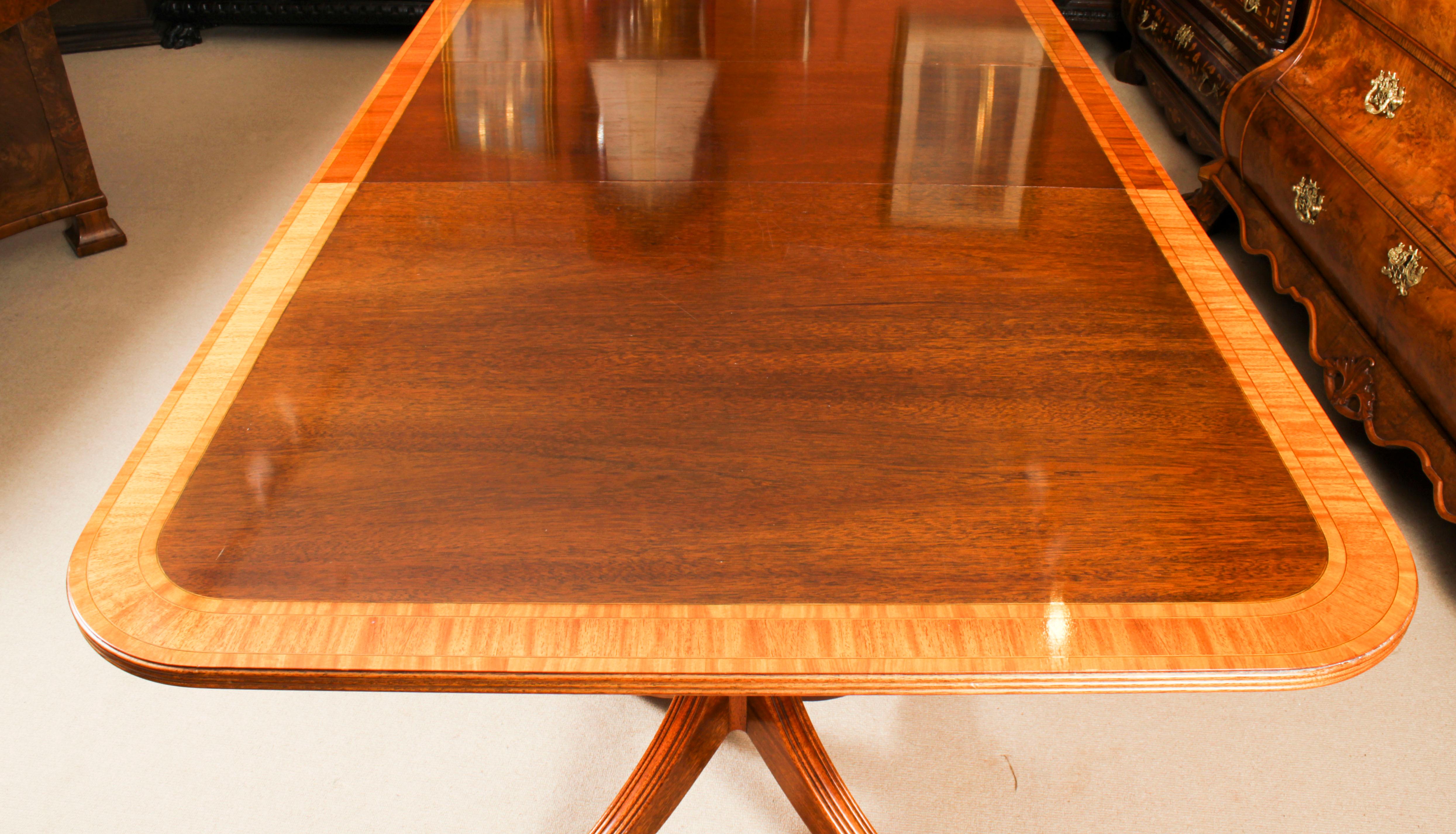 Mahogany Vintage 8ft Regency Revival Twin Pillar Dining Table by William Tillman 20th C For Sale