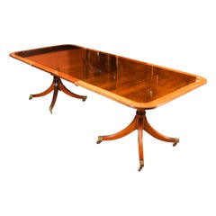 Vintage 8ft Regency Revival Twin Pillar Dining Table by William Tillman 20th C