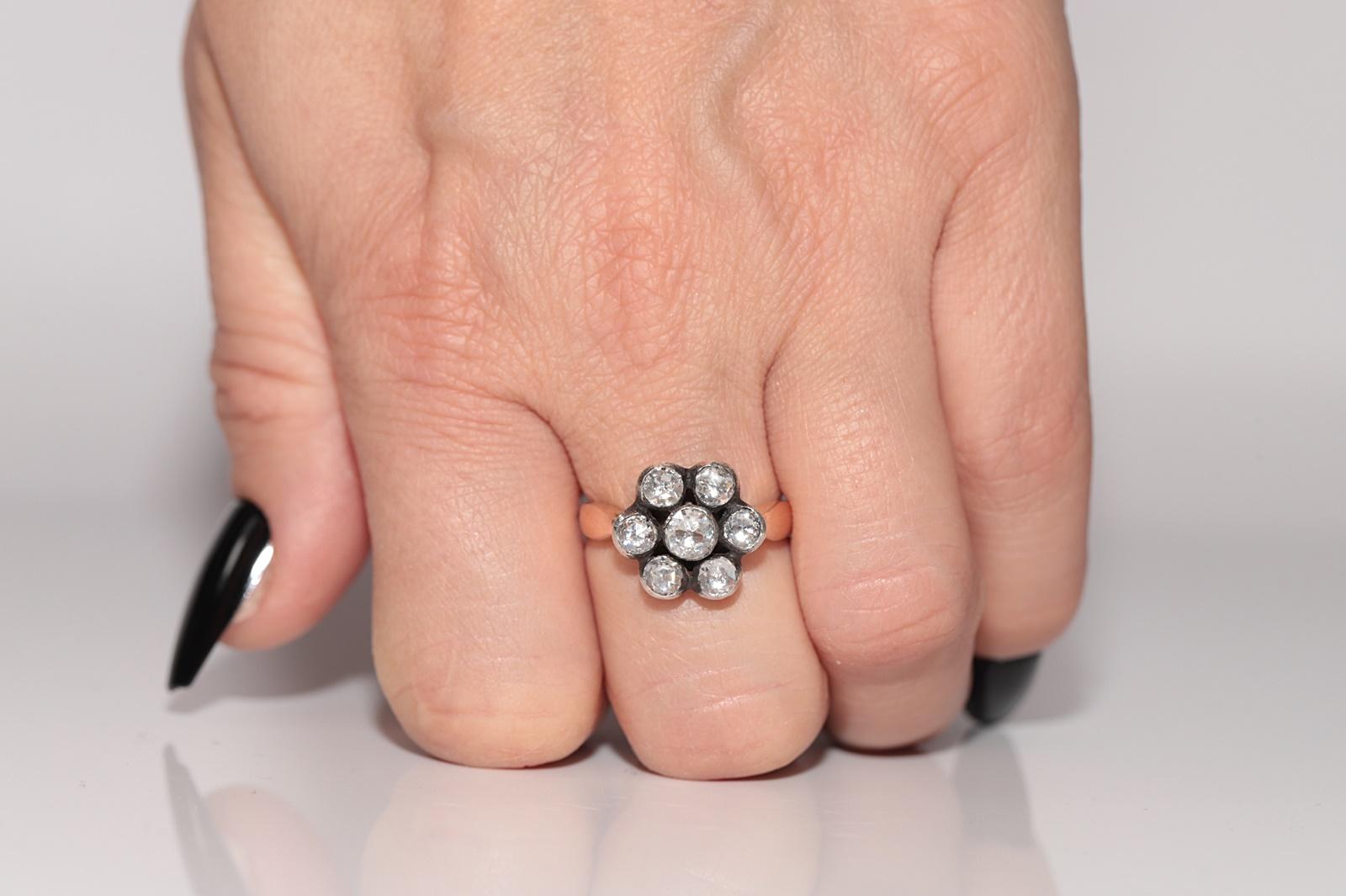 Vintage 8k Gold Natürliche Rose Cut Diamond dekoriert Ring im Angebot 8