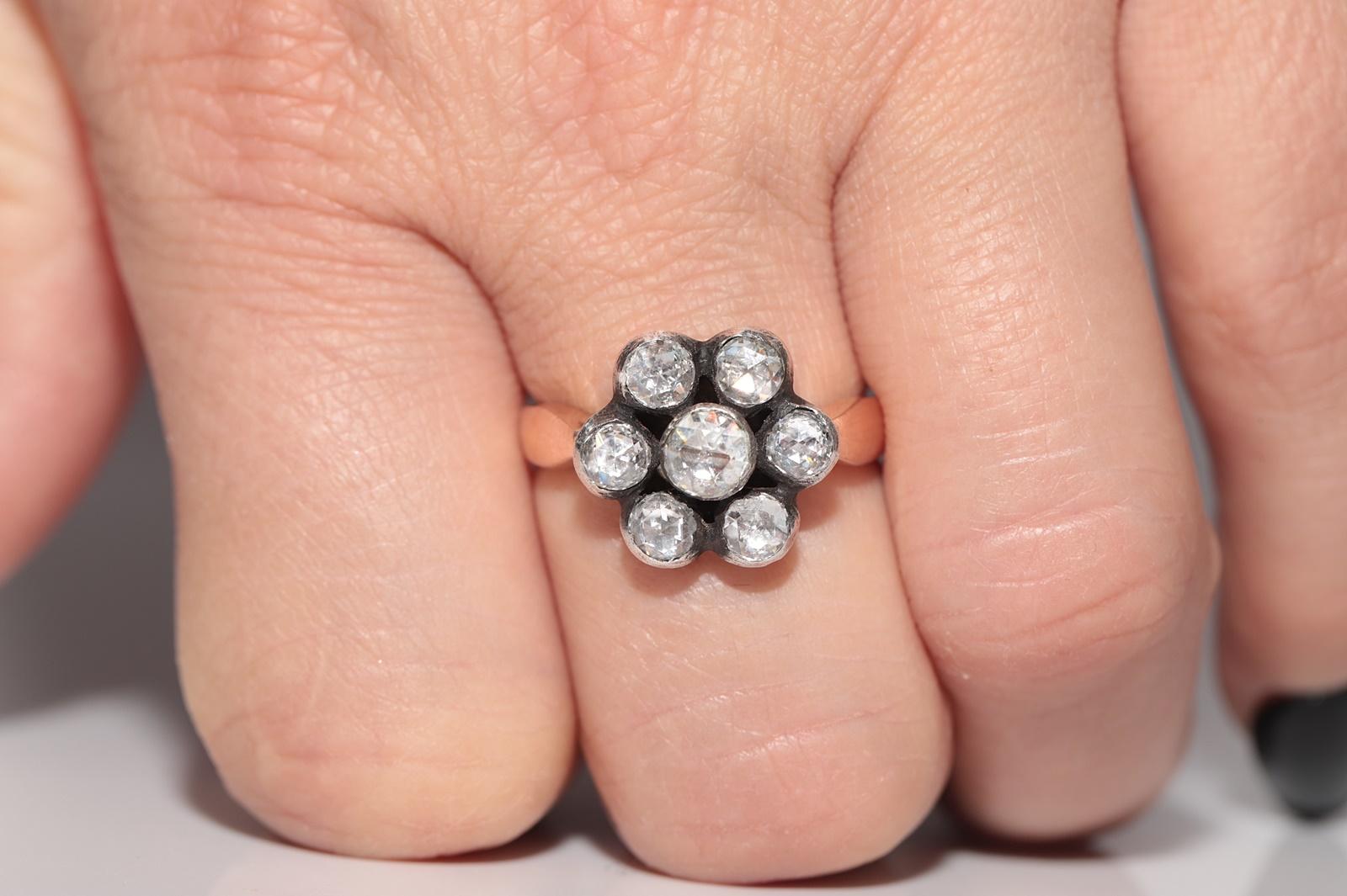 Vintage 8k Gold Natürliche Rose Cut Diamond dekoriert Ring im Angebot 9