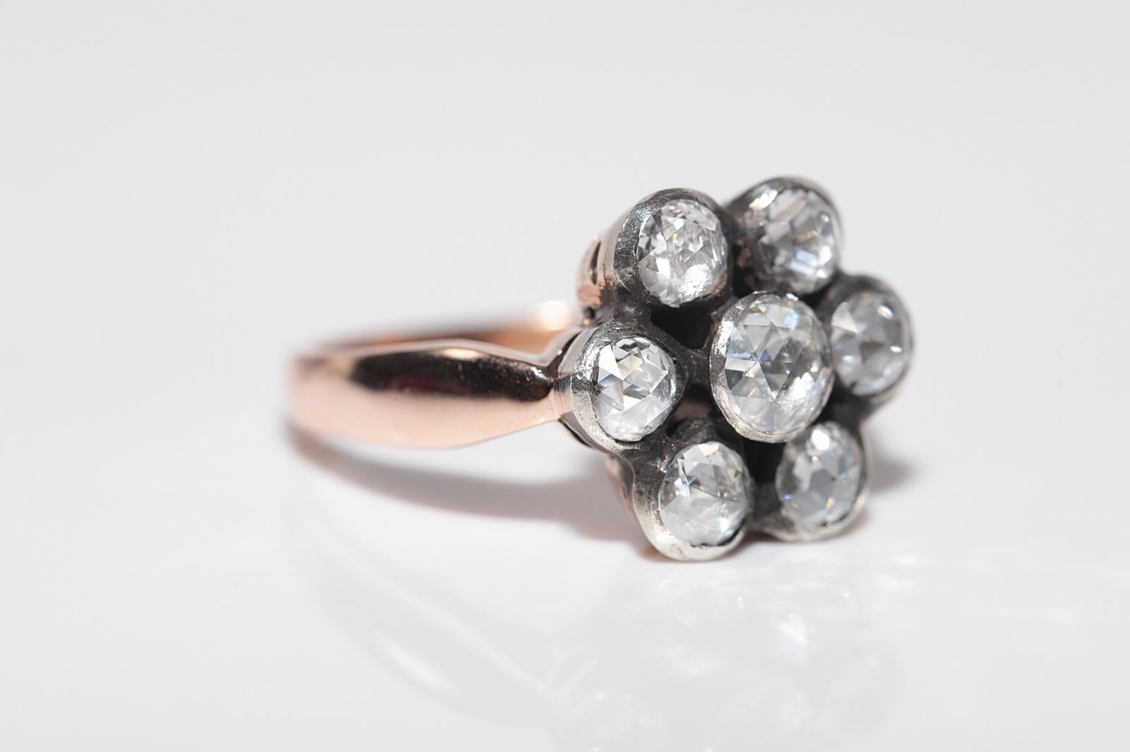 Vintage 8k Gold Natürliche Rose Cut Diamond dekoriert Ring im Zustand „Gut“ im Angebot in Fatih/İstanbul, 34