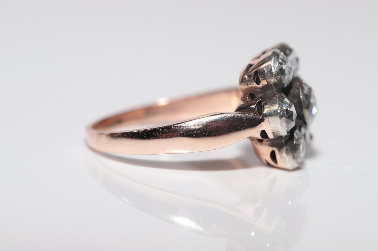 Vintage 8k Gold Natürliche Rose Cut Diamond dekoriert Ring Damen im Angebot
