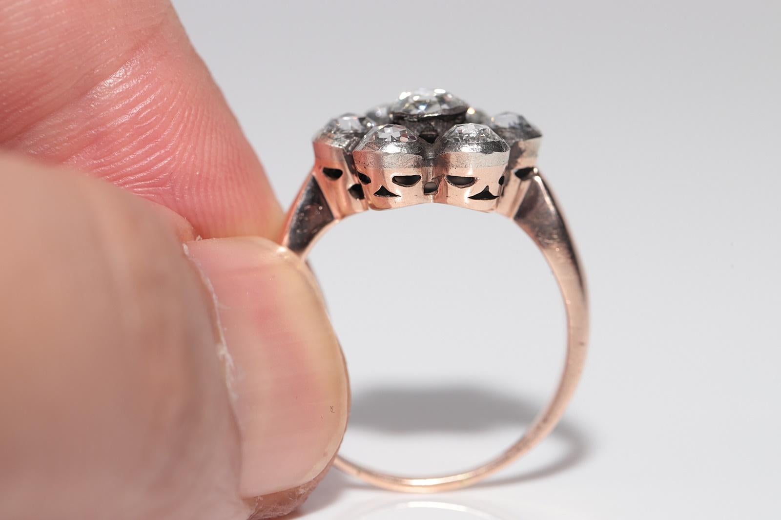 Vintage 8k Gold Natürliche Rose Cut Diamond dekoriert Ring im Angebot 1