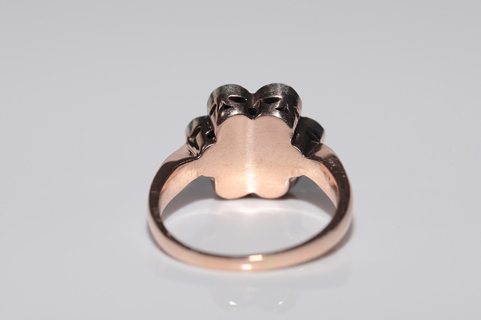 Vintage 8k Gold Natürliche Rose Cut Diamond dekoriert Ring im Angebot 2