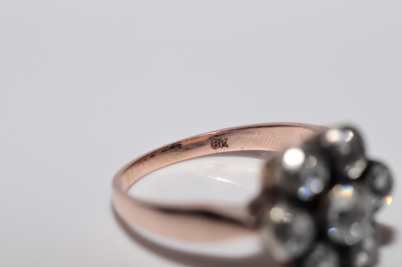 Vintage 8k Gold Natürliche Rose Cut Diamond dekoriert Ring im Angebot 3