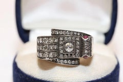 Vintage A. Silver in oro 8k con diamanti naturali e rubini decorati  Anello del serbatoio