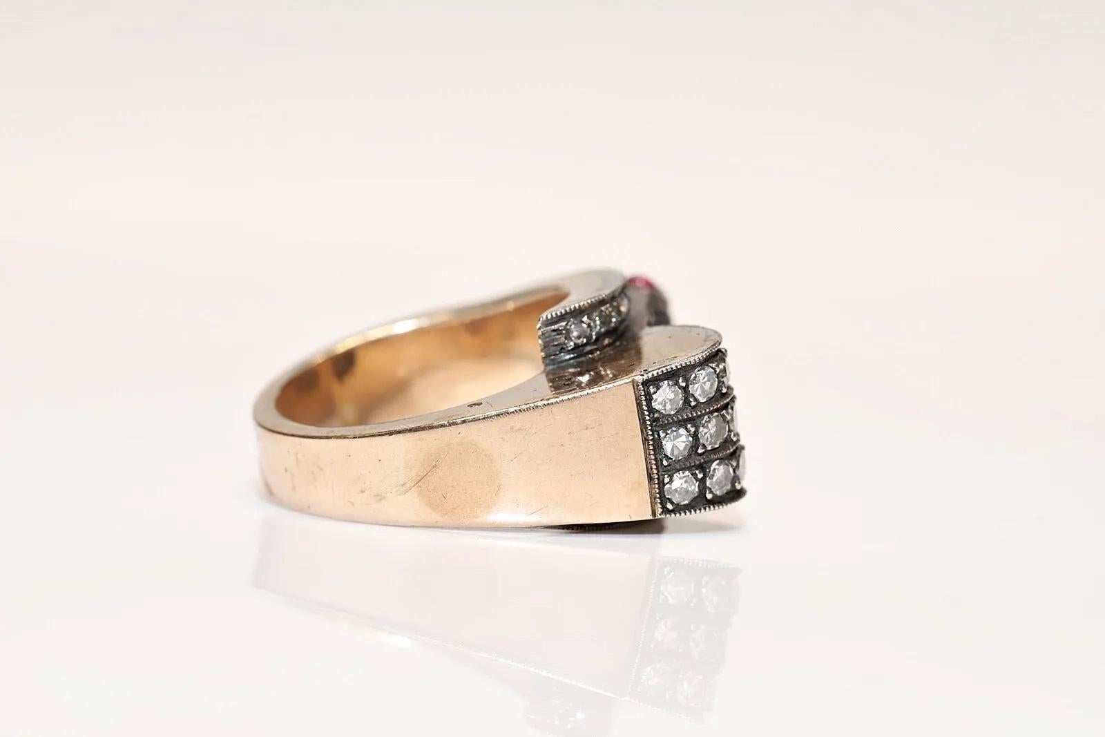 8 Karat Gold Platin Silber natürlicher Diamant und Rubin Dekoriert Vintage  Tank Ring im Zustand „Gut“ im Angebot in Fatih/İstanbul, 34