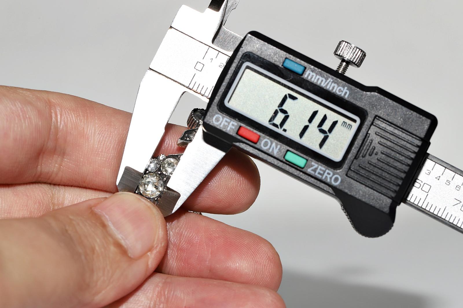 Collana con ciondolo in oro 8k e argento con diamanti naturali taglio rosa vintage in vendita 6