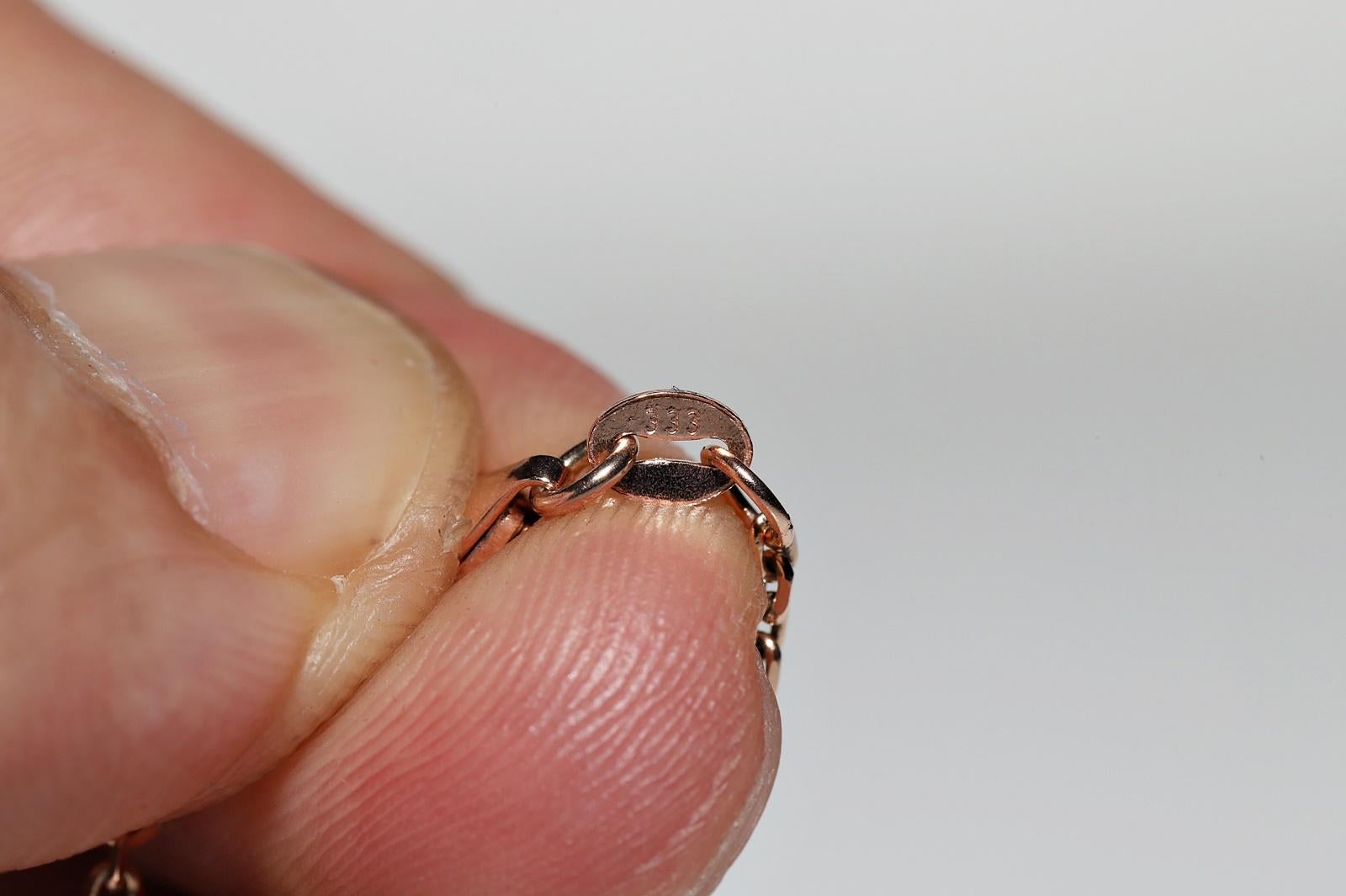 Collana con ciondolo in oro 8k e argento con diamanti naturali taglio rosa vintage in vendita 8