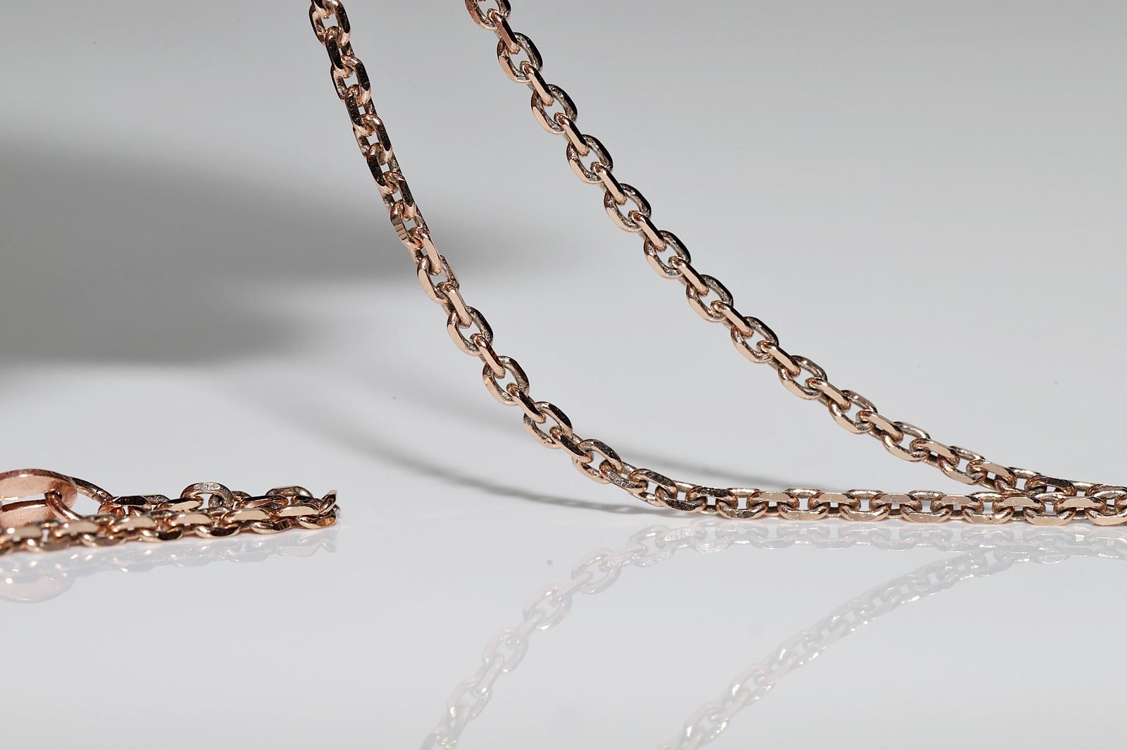 Collana con ciondolo in oro 8k e argento con diamanti naturali taglio rosa vintage in vendita 11