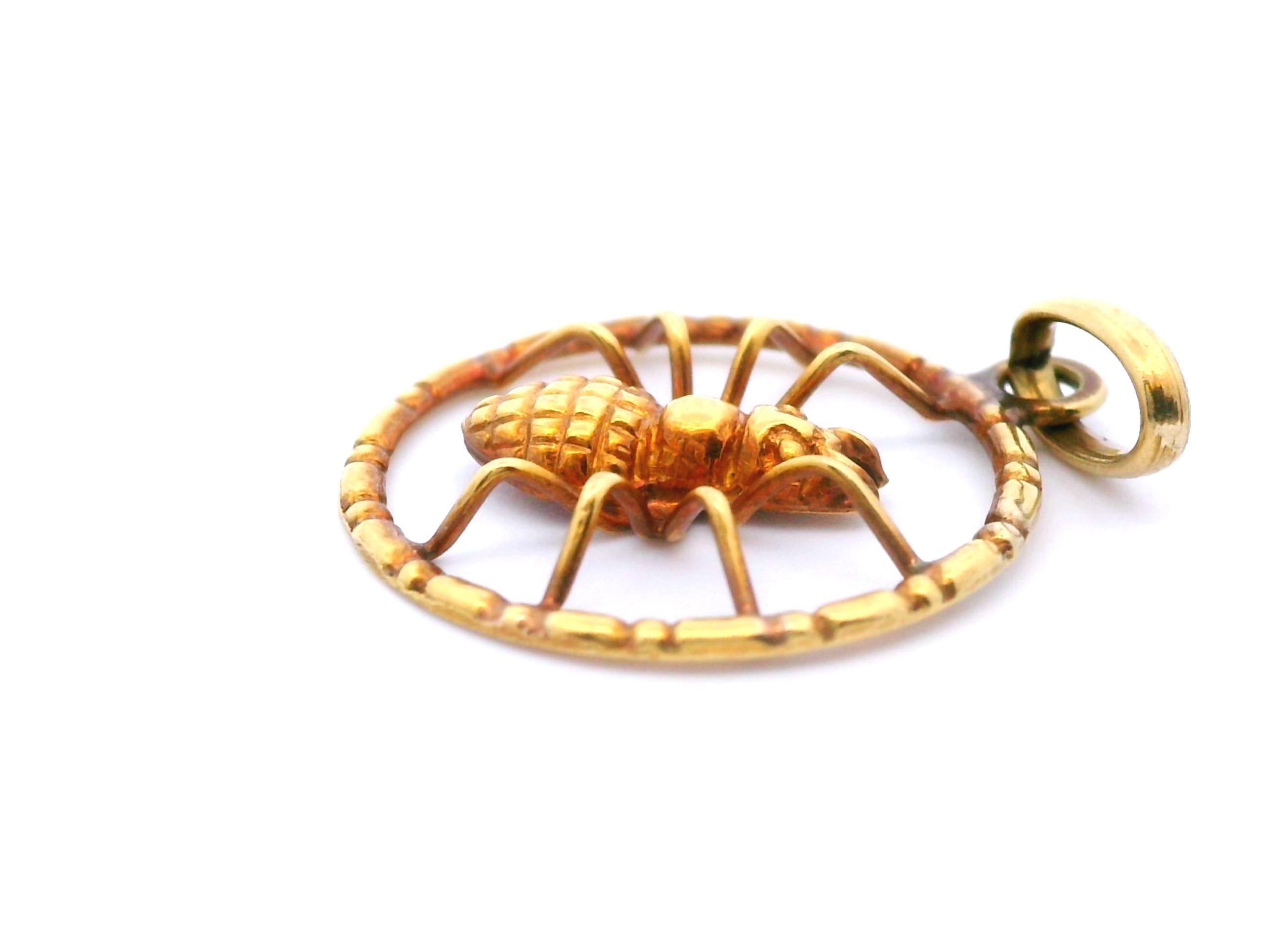 Vintage 8k Yellow Gold Spider Charm/Pendant For Sale 5