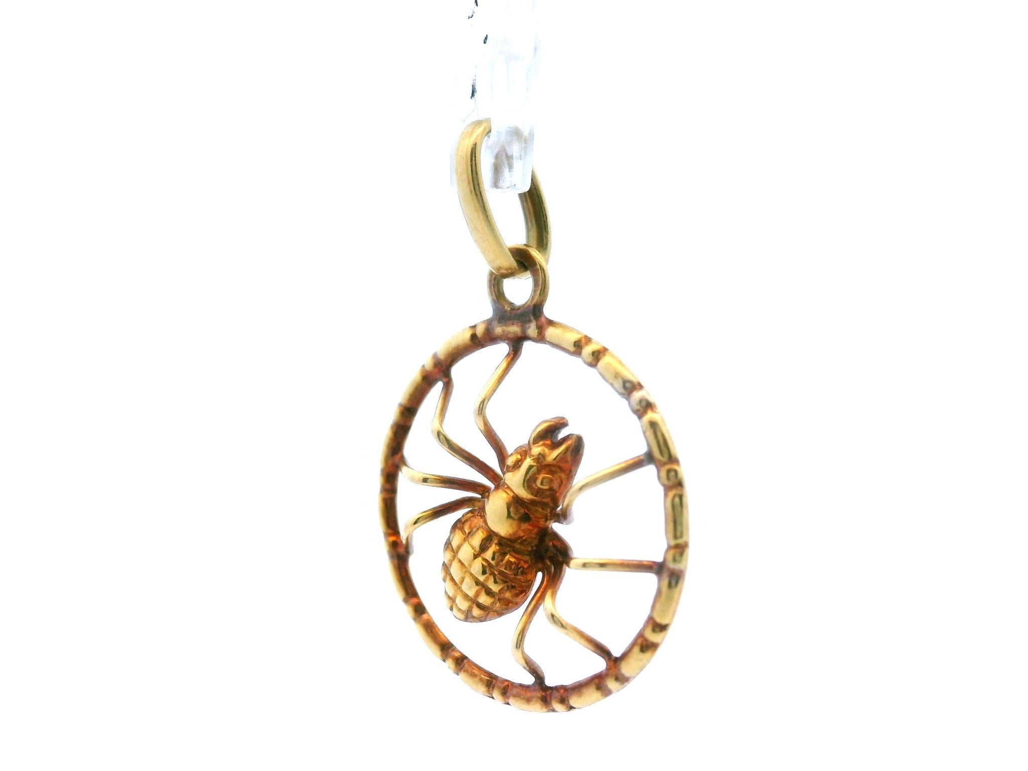 Contemporary Vintage 8k Yellow Gold Spider Charm/Pendant For Sale