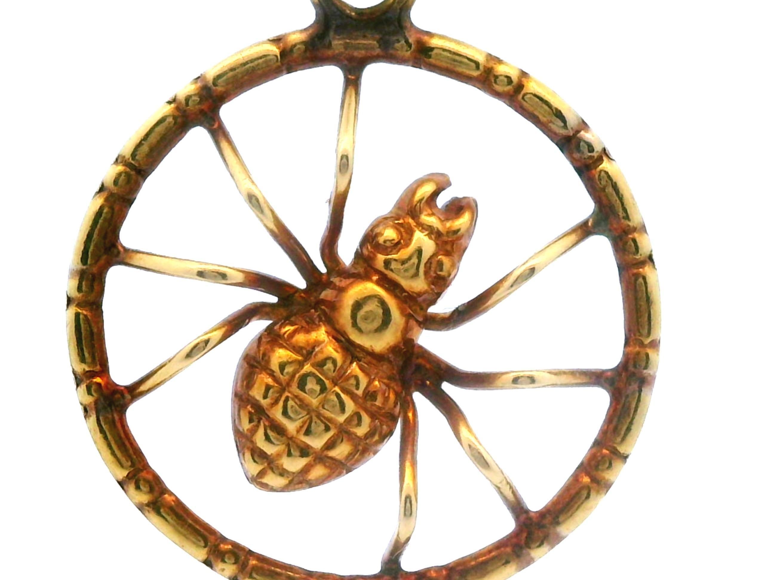 Vintage 8k Yellow Gold Spider Charm/Pendant In Good Condition For Sale In Lexington, KY