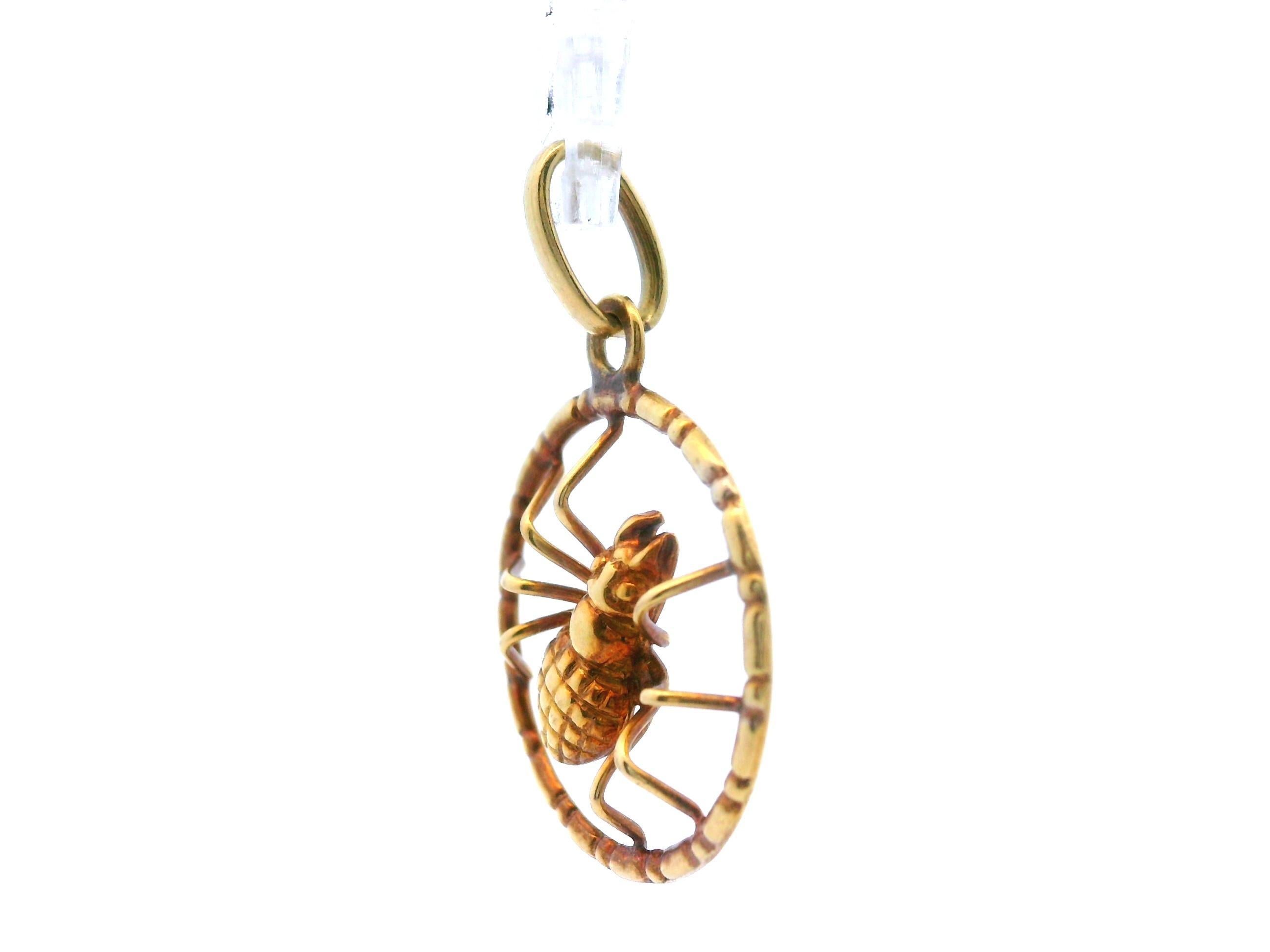 Women's Vintage 8k Yellow Gold Spider Charm/Pendant For Sale