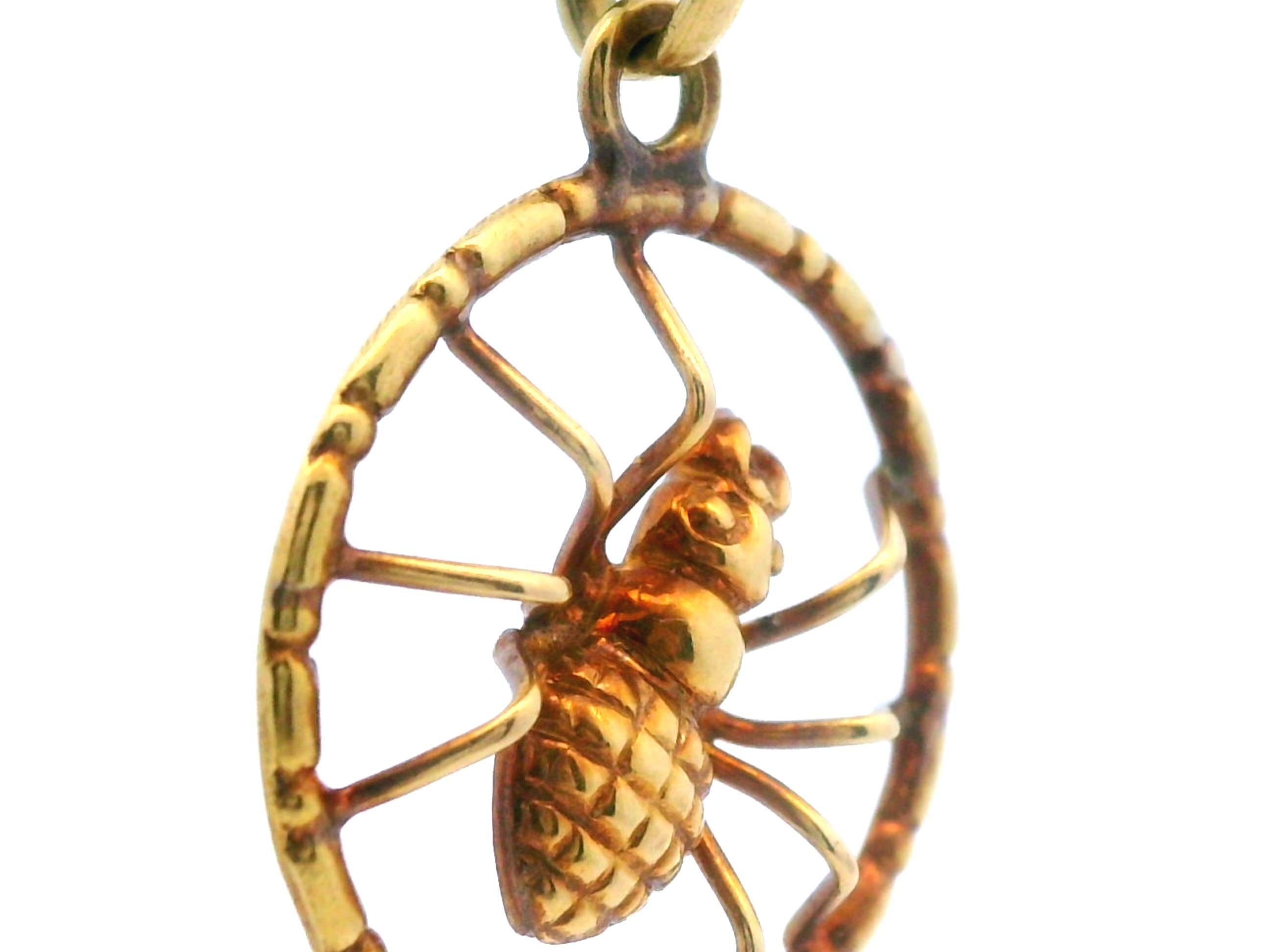 Vintage 8k Yellow Gold Spider Charm/Pendant For Sale 2